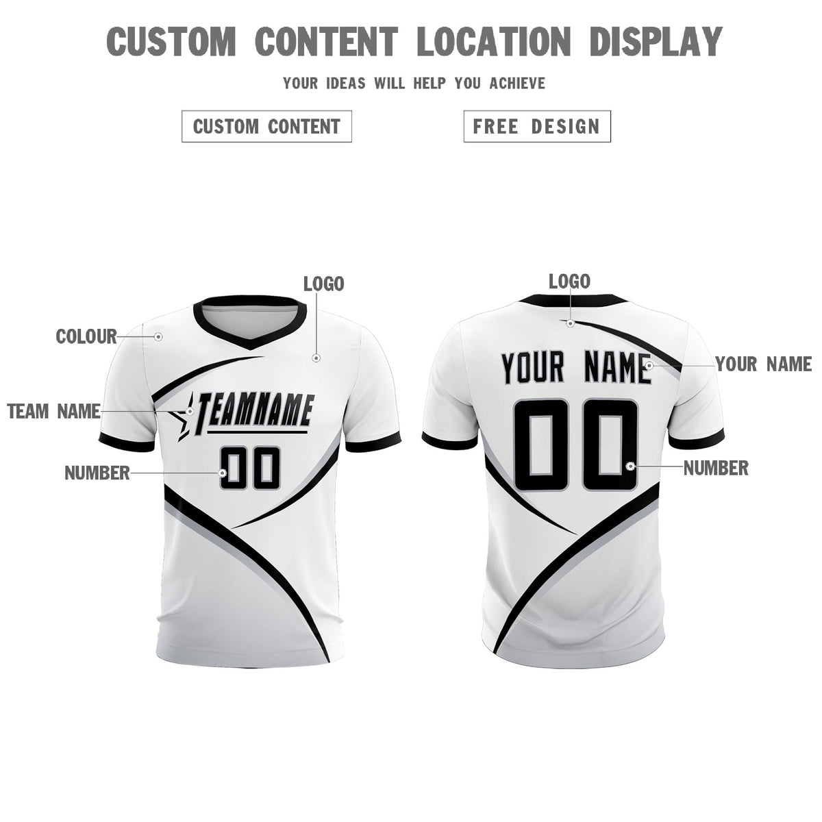 Custom White Black Color Block Training Uniform For Men Soccer Sets Jersey
