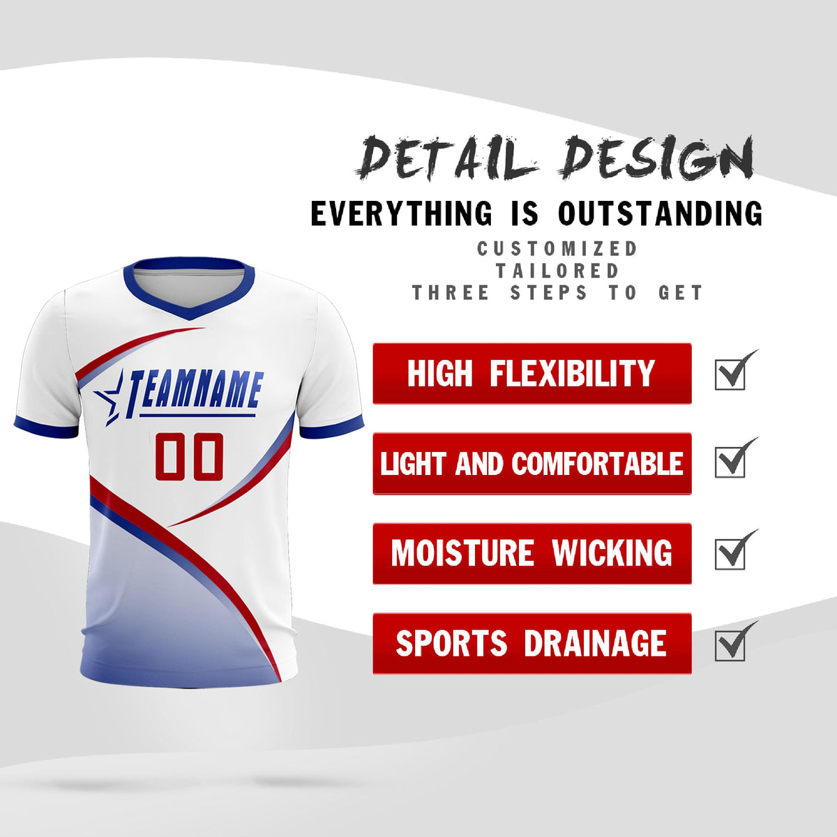 Custom White Royal Color Block Training Uniform For Men Soccer Sets Jersey