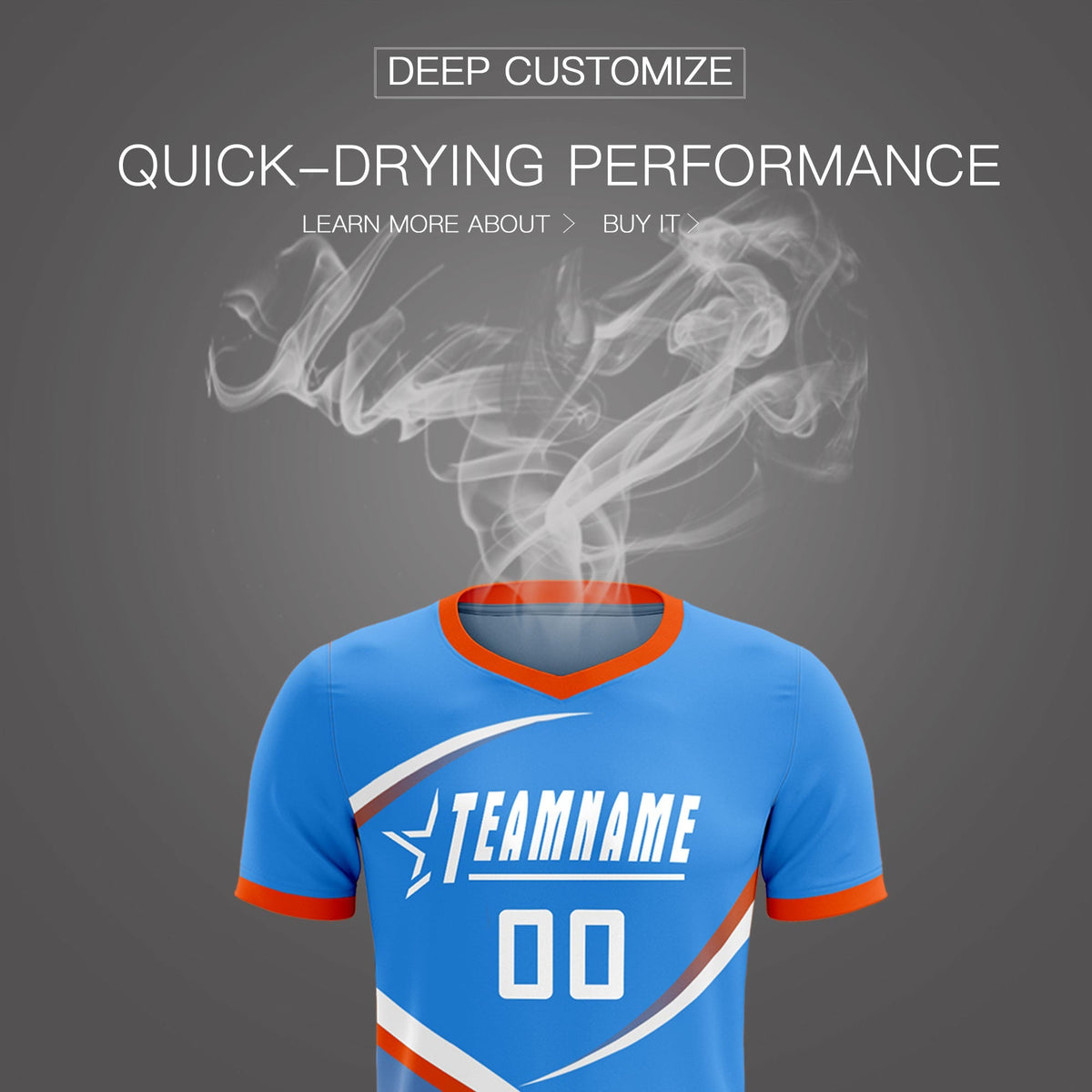 Custom Powder Blue Orange Color Block Training Uniform For Men Soccer Sets Jersey