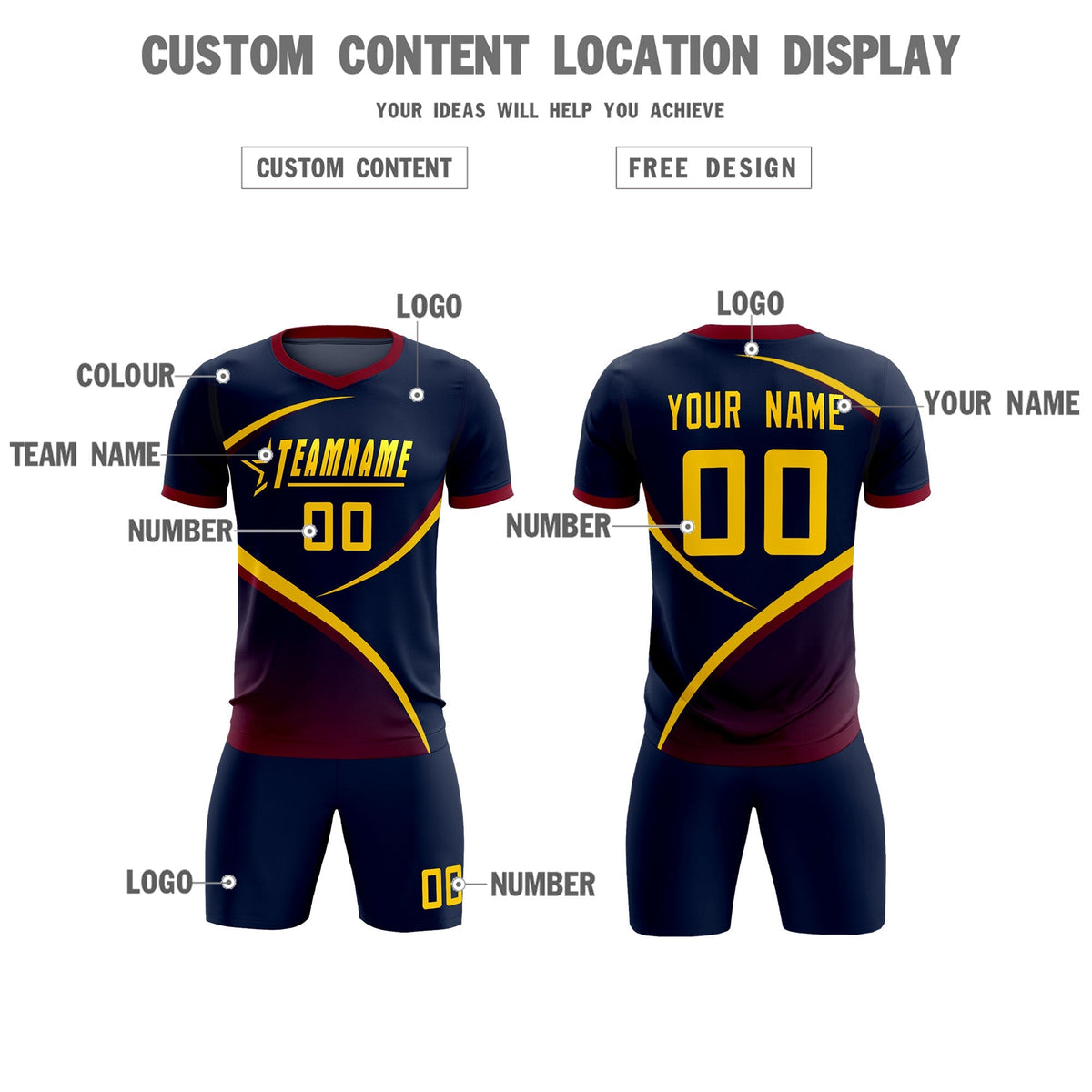 Custom Navy Navy Color Block Training Uniform For Men Soccer Sets Jersey