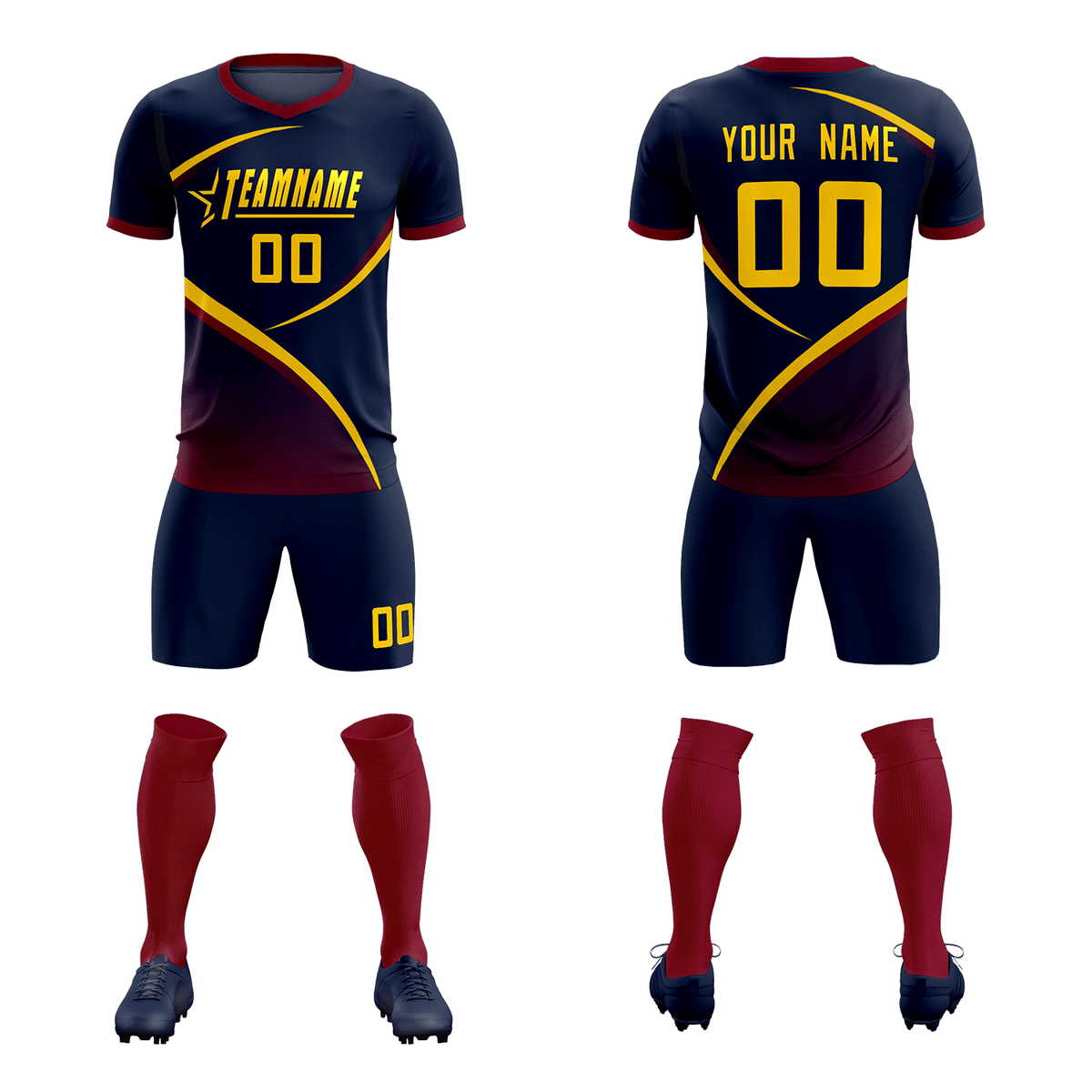 Custom Navy Navy Color Block Training Uniform For Men Soccer Sets Jersey