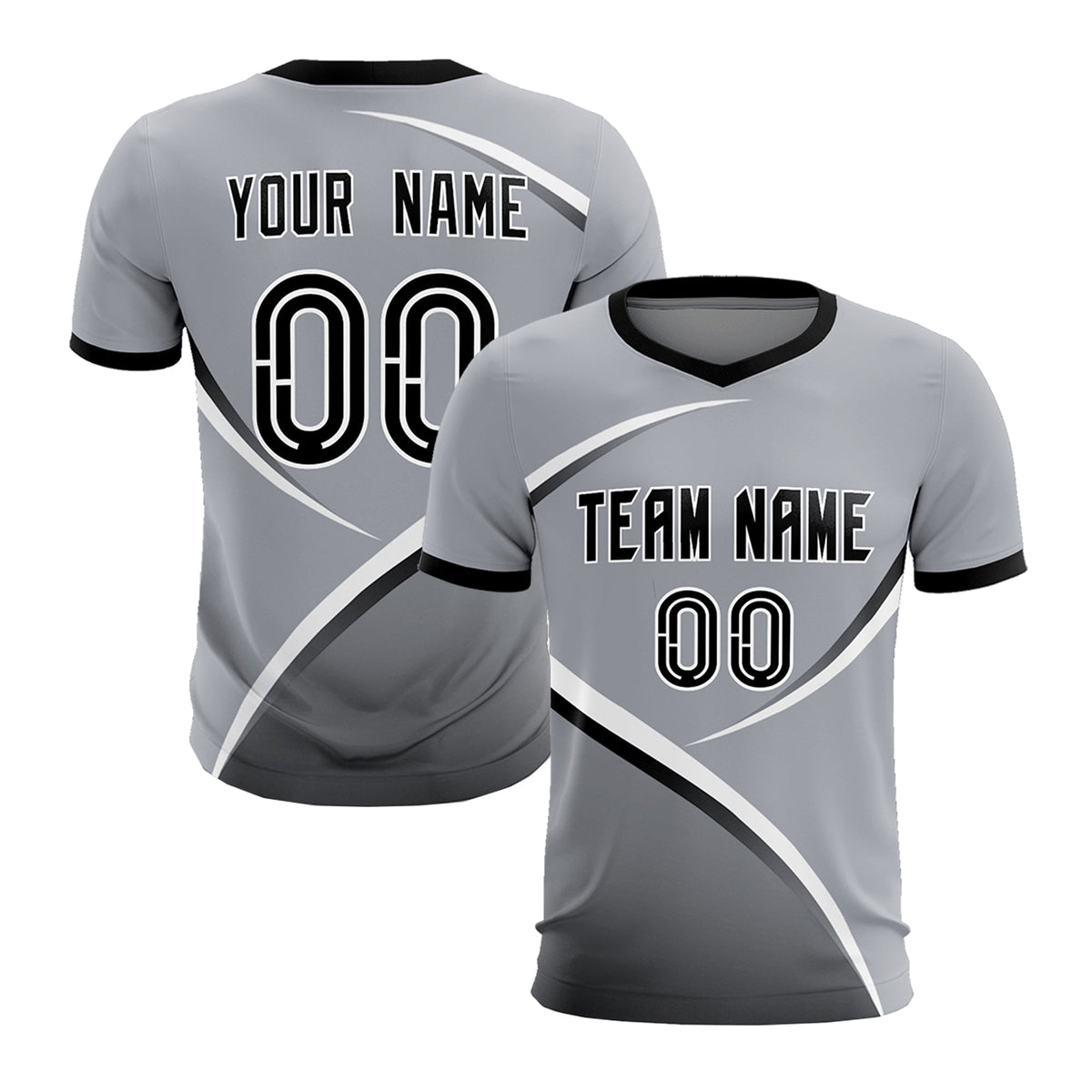 Custom Gray Black Color Block Training Uniform For Men Soccer Sets Jersey