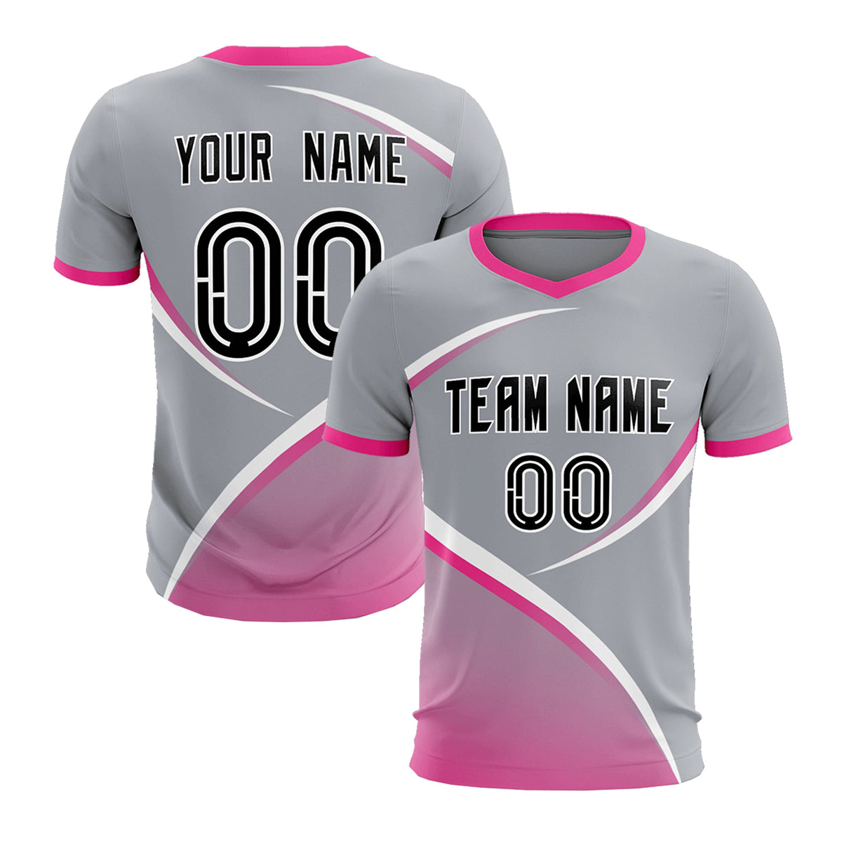 Custom Gray Pink Color Block Training Uniform For Men Soccer Sets Jersey