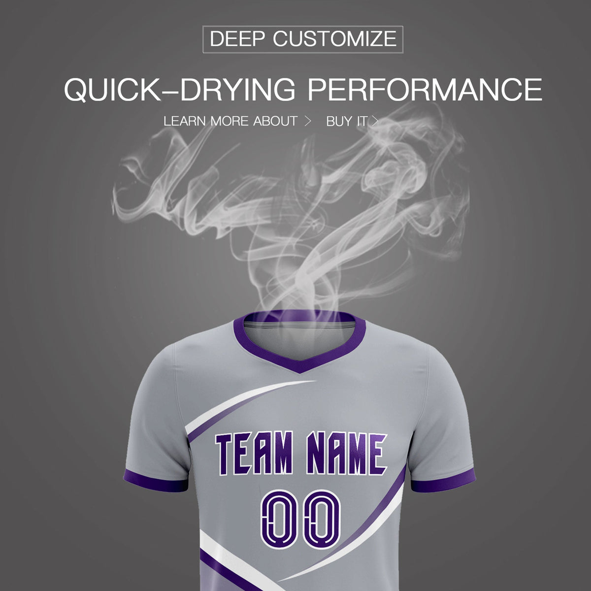 Custom Gray Purple Color Block Training Uniform For Men Soccer Sets Jersey