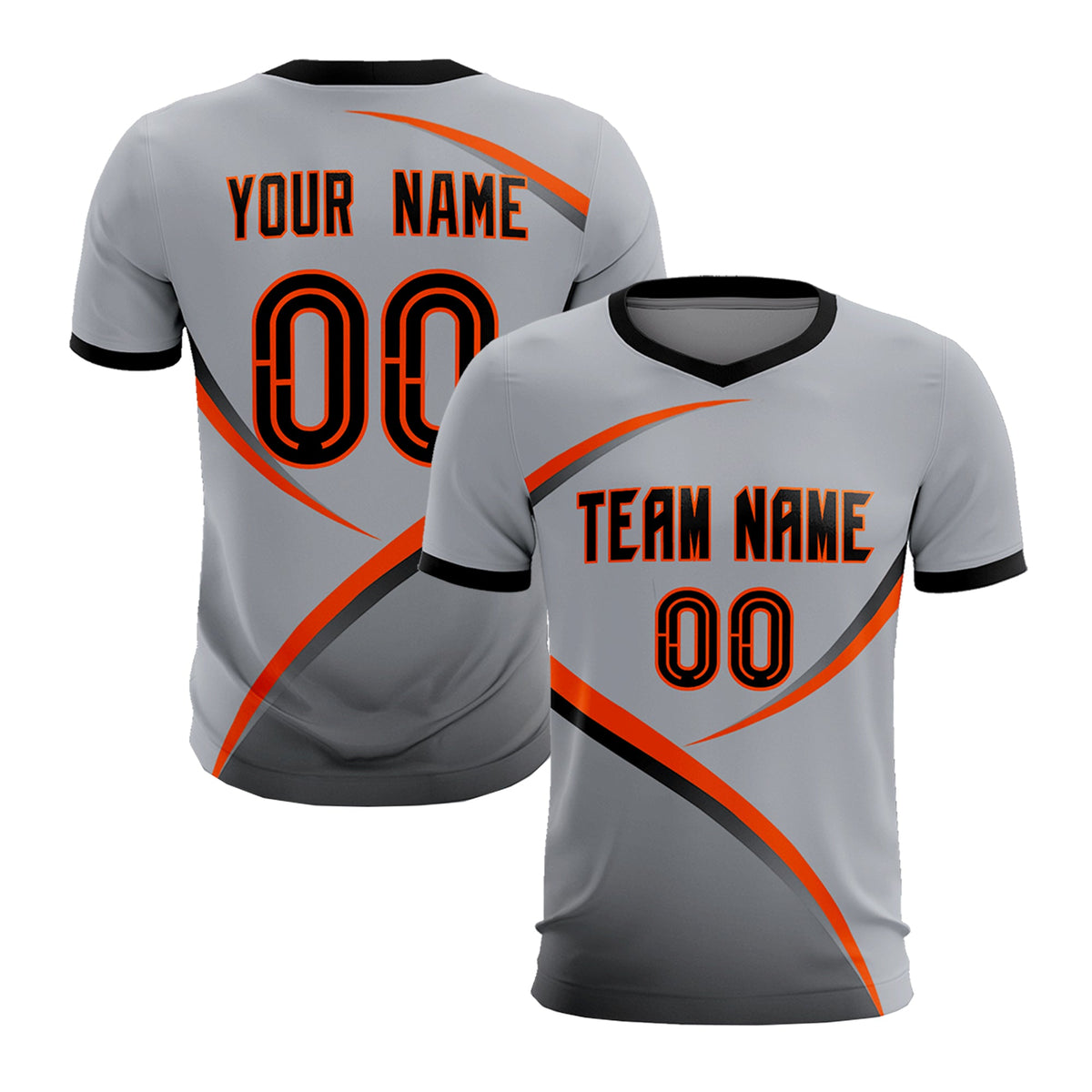 Custom Gray Black Color Block Training Uniform For Men Soccer Sets Jersey