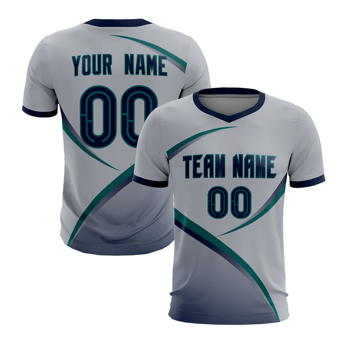 Custom Gray Navy Color Block Training Uniform For Men Soccer Sets Jersey