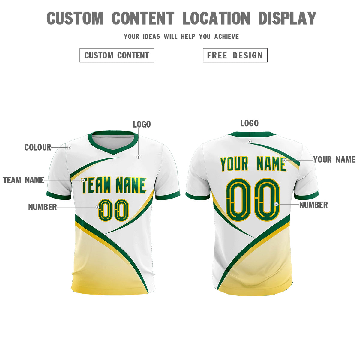 Custom White Kelly Green Color Block Training Uniform For Men Soccer Sets Jersey
