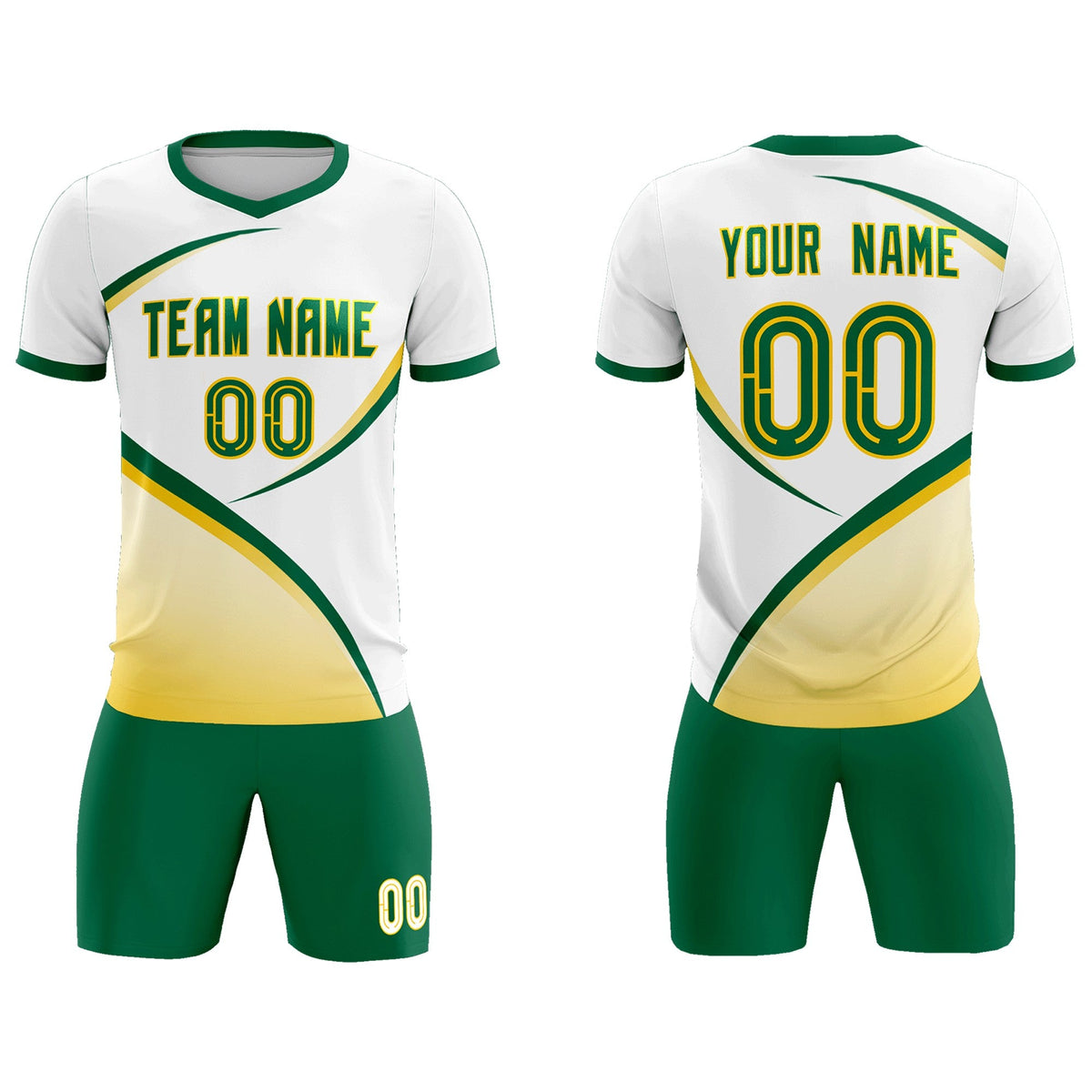 Custom White Kelly Green Color Block Training Uniform For Men Soccer Sets Jersey