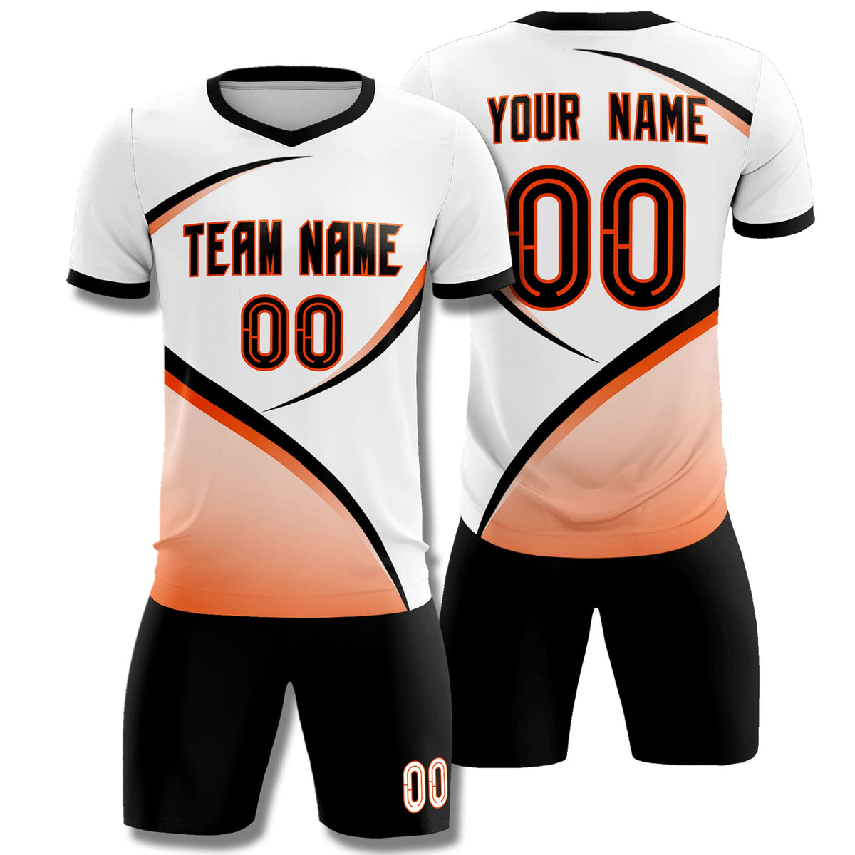 Custom White Black Color Block Training Uniform For Men Soccer Sets Jersey