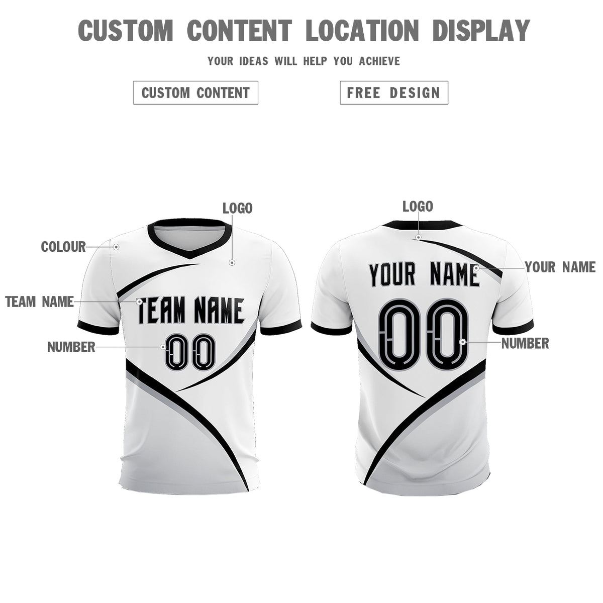 Custom White Black Color Block Training Uniform For Men Soccer Sets Jersey