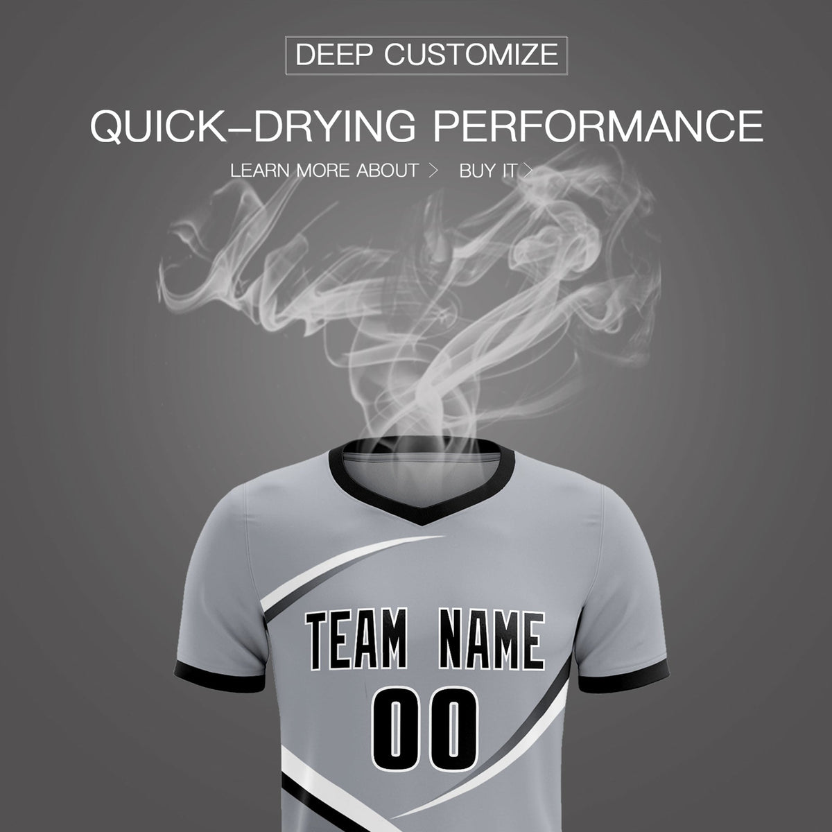 Custom Gray Black Color Block Training Uniform For Men Soccer Sets Jersey