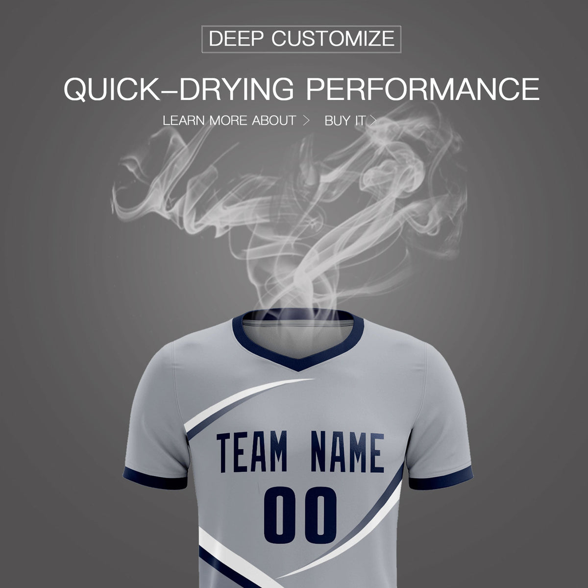 Custom Gray Navy Color Block Training Uniform For Men Soccer Sets Jersey