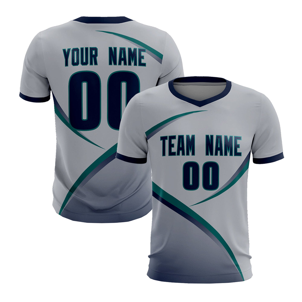 Custom Gray Navy Color Block Training Uniform For Men Soccer Sets Jersey