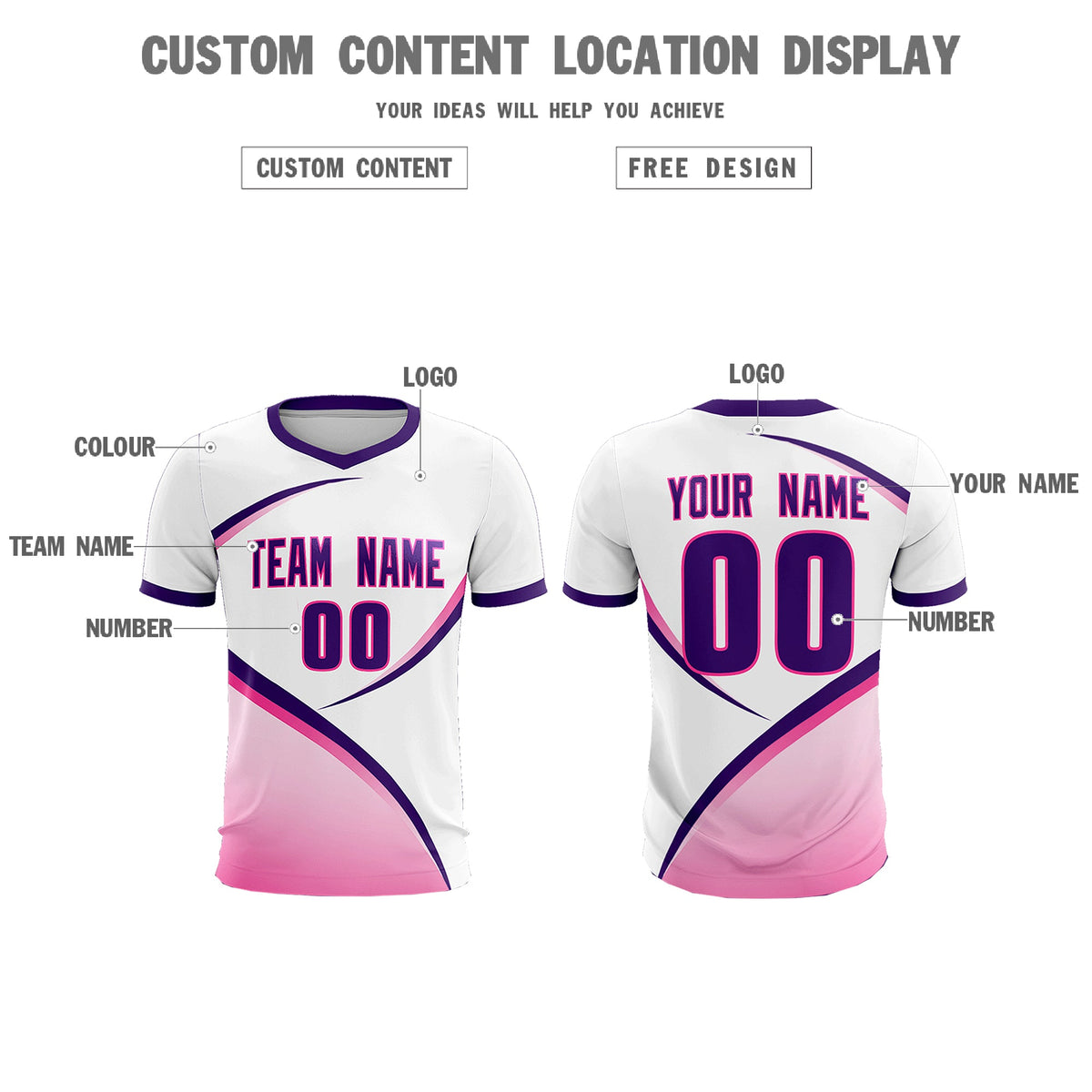 Custom White Purple Color Block Training Uniform For Men Soccer Sets Jersey