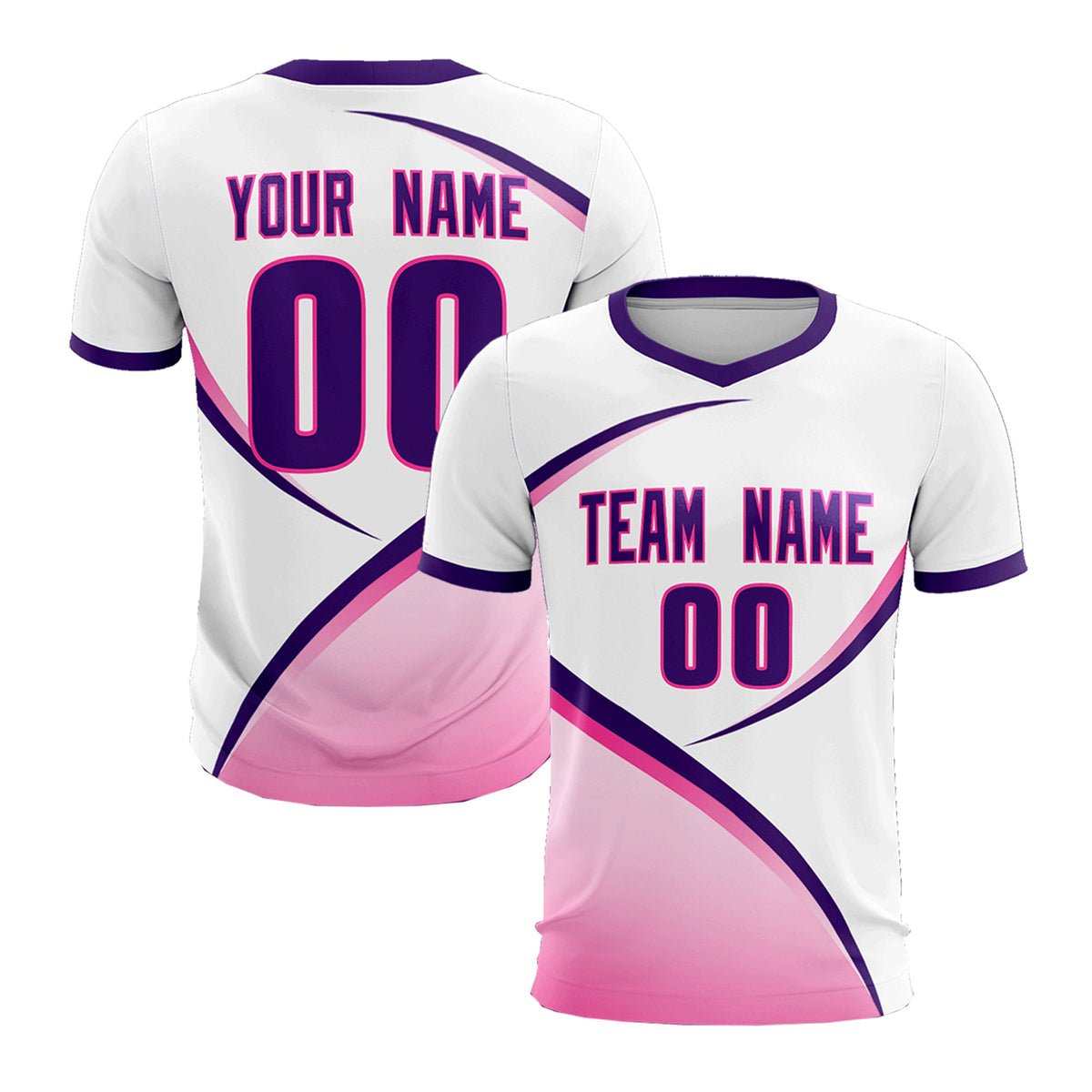 Custom White Purple Color Block Training Uniform For Men Soccer Sets Jersey