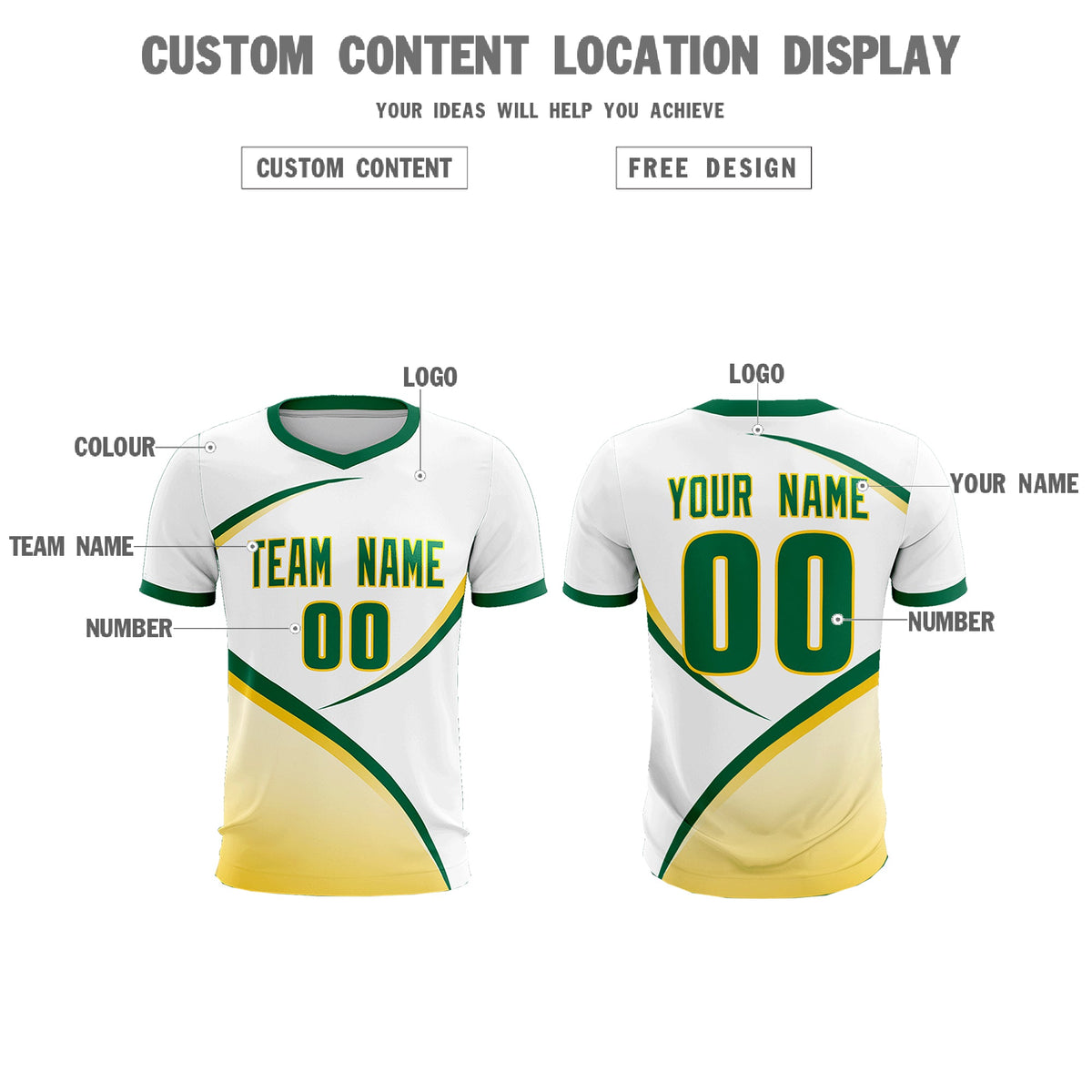 Custom White Kelly Green Color Block Training Uniform For Men Soccer Sets Jersey