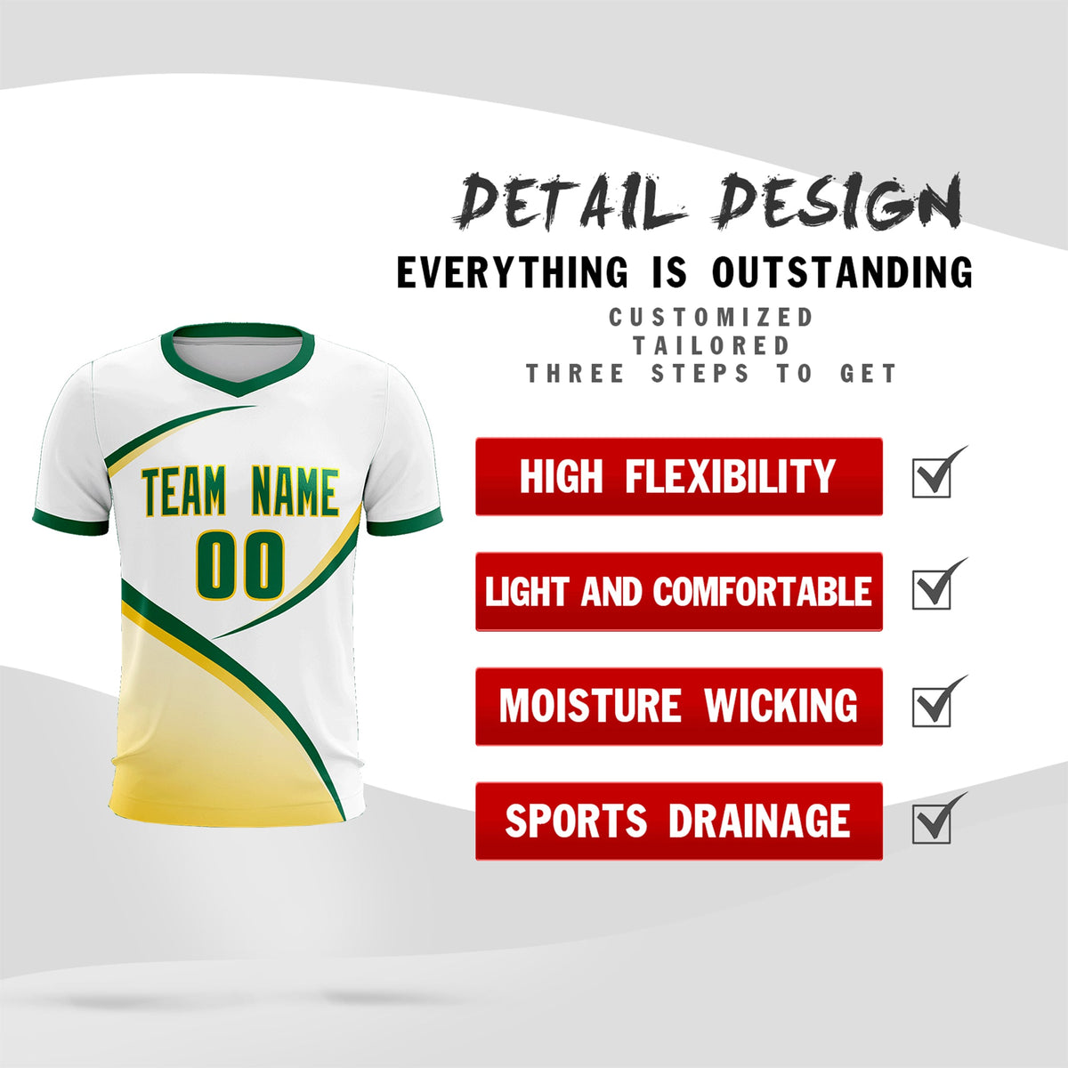 Custom White Kelly Green Color Block Training Uniform For Men Soccer Sets Jersey