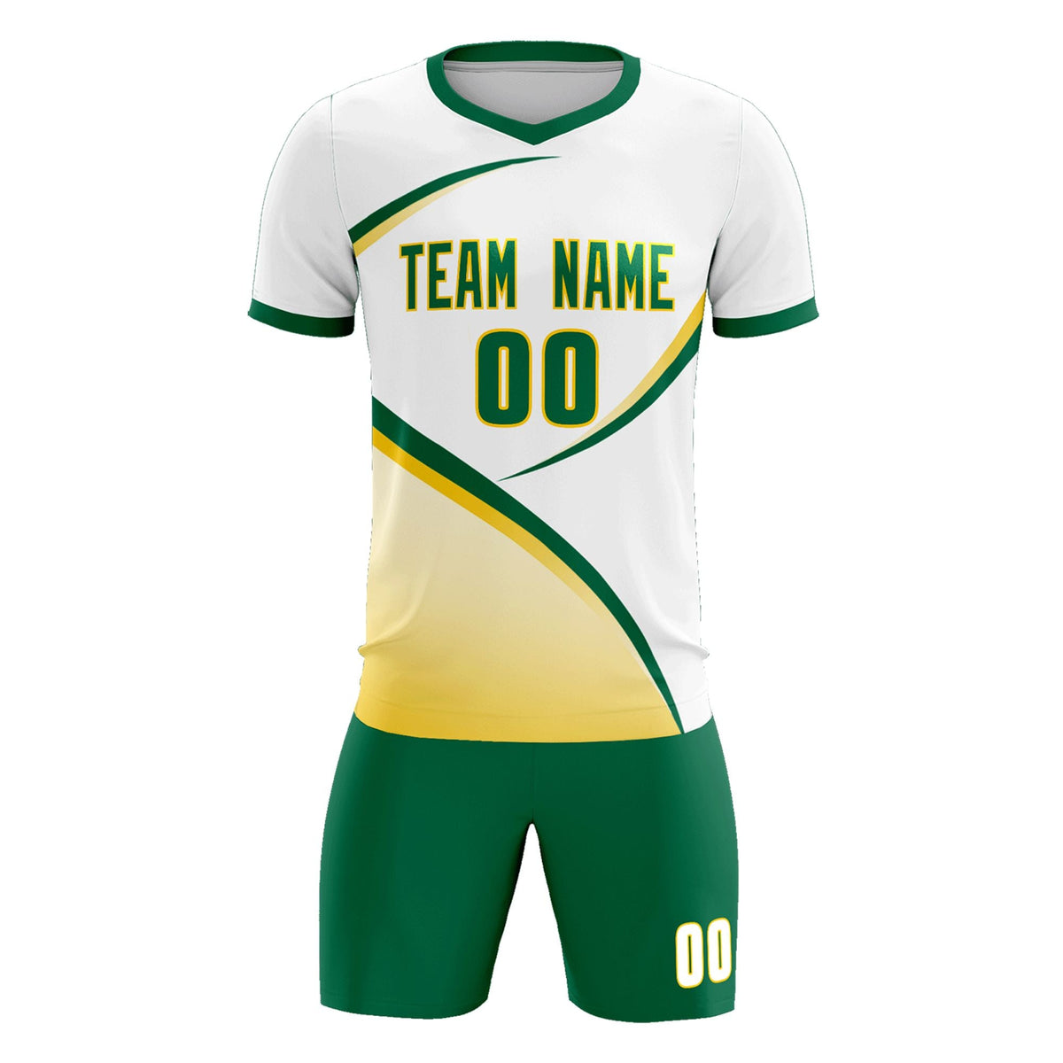 Custom White Kelly Green Color Block Training Uniform For Men Soccer Sets Jersey