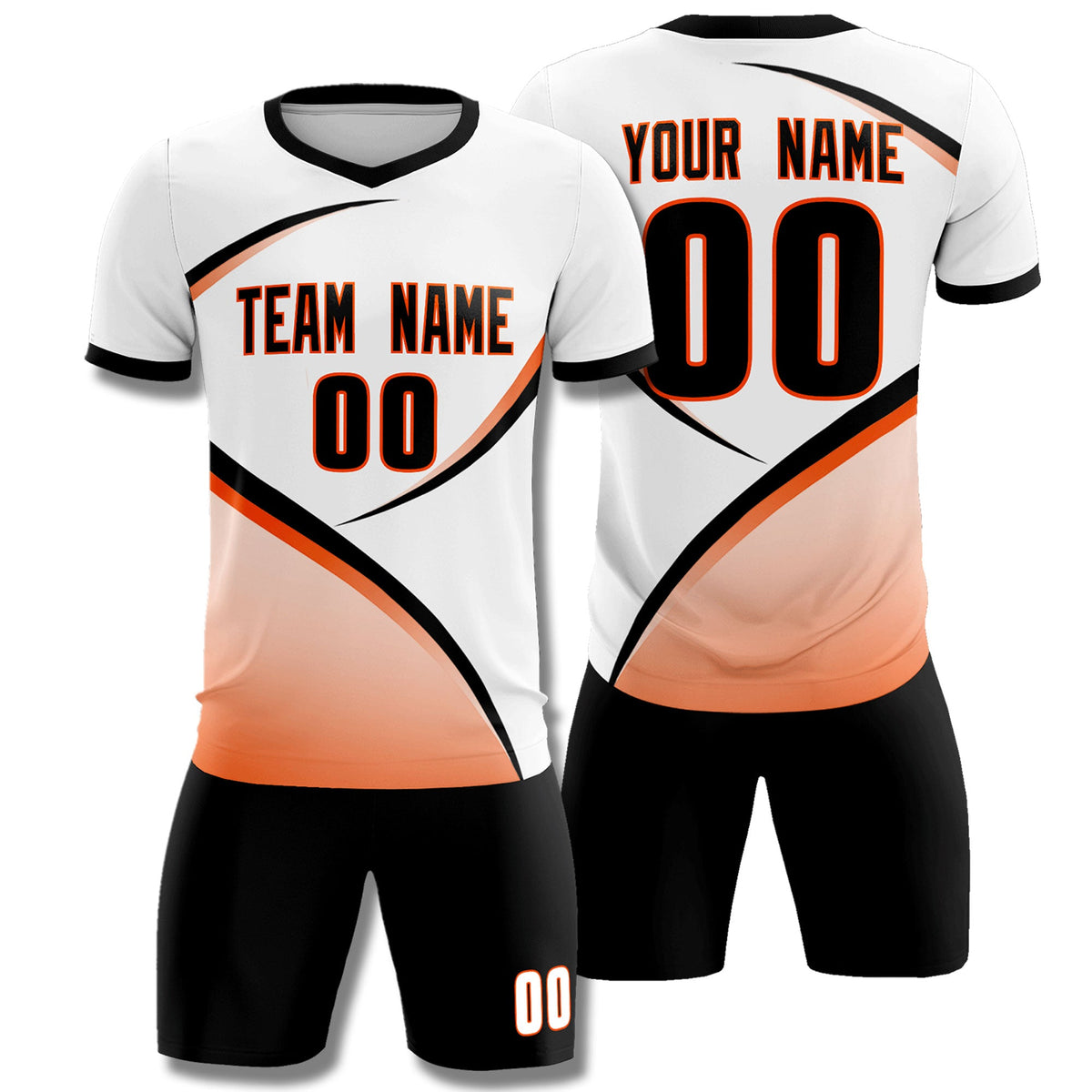 Custom White Black Color Block Training Uniform For Men Soccer Sets Jersey