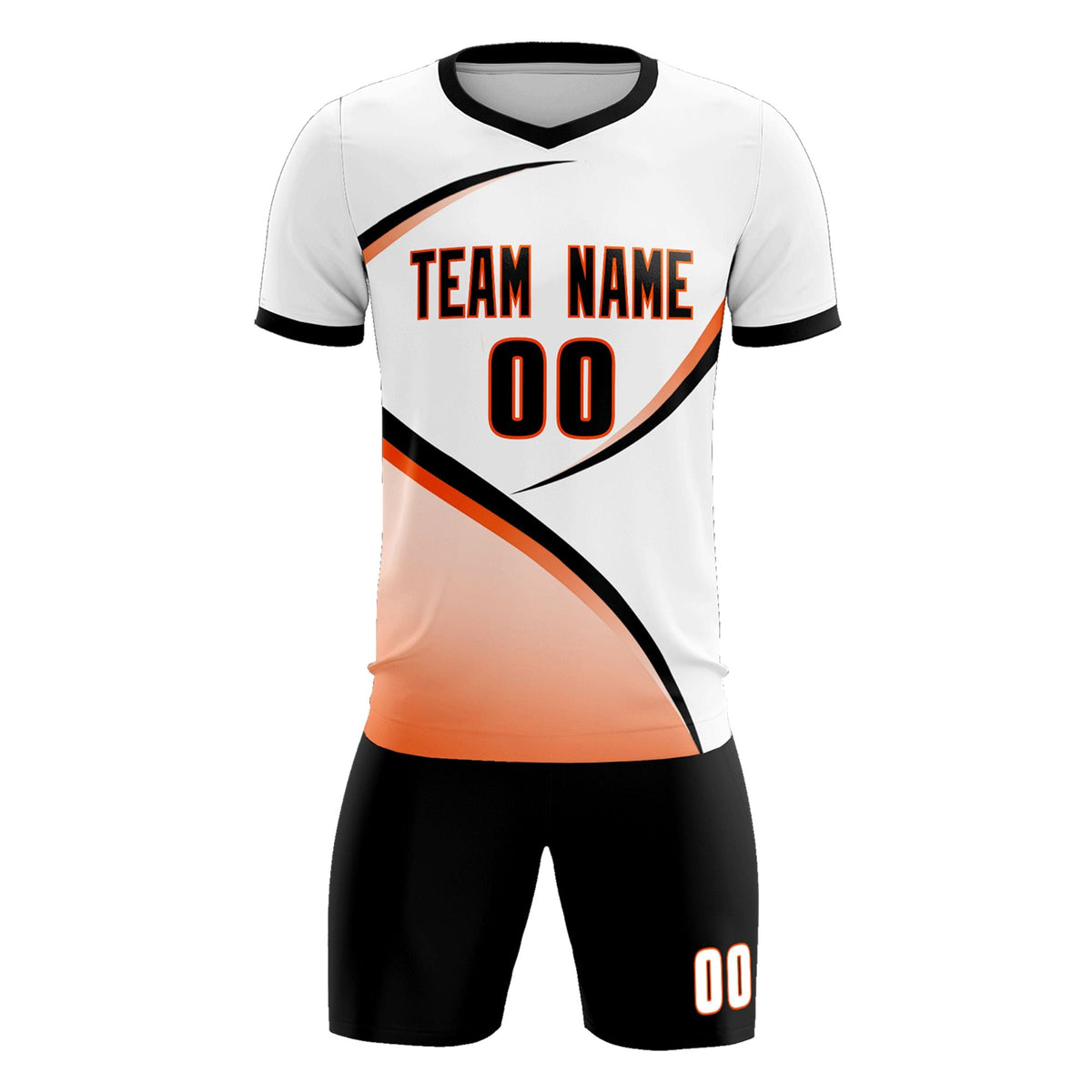 Custom White Black Color Block Training Uniform For Men Soccer Sets Jersey