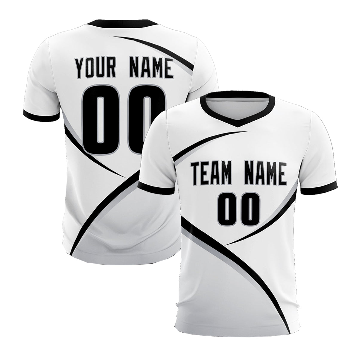 Custom White Black Color Block Training Uniform For Men Soccer Sets Jersey
