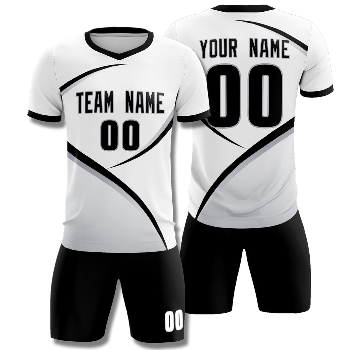 Custom White Black Color Block Training Uniform For Men Soccer Sets Jersey