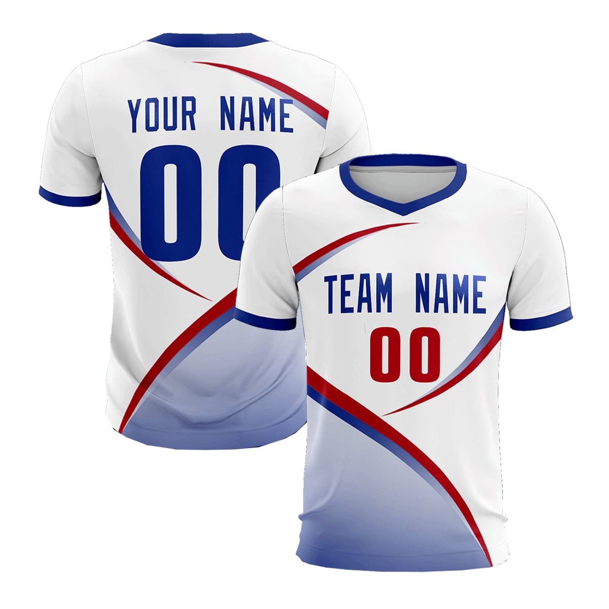 Custom White Royal Color Block Training Uniform For Men Soccer Sets Jersey