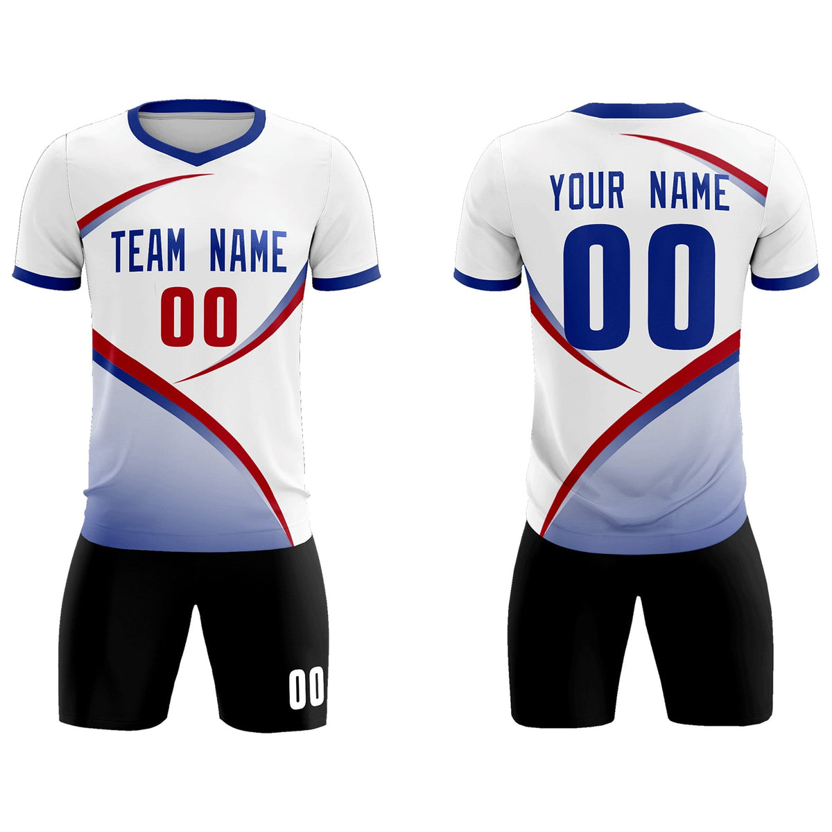 Custom White Royal Color Block Training Uniform For Men Soccer Sets Jersey