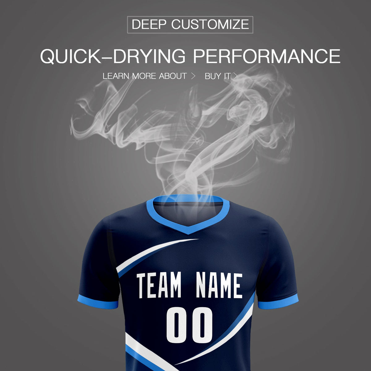 Custom Navy Powder Blue Color Block Training Uniform For Men Soccer Sets Jersey