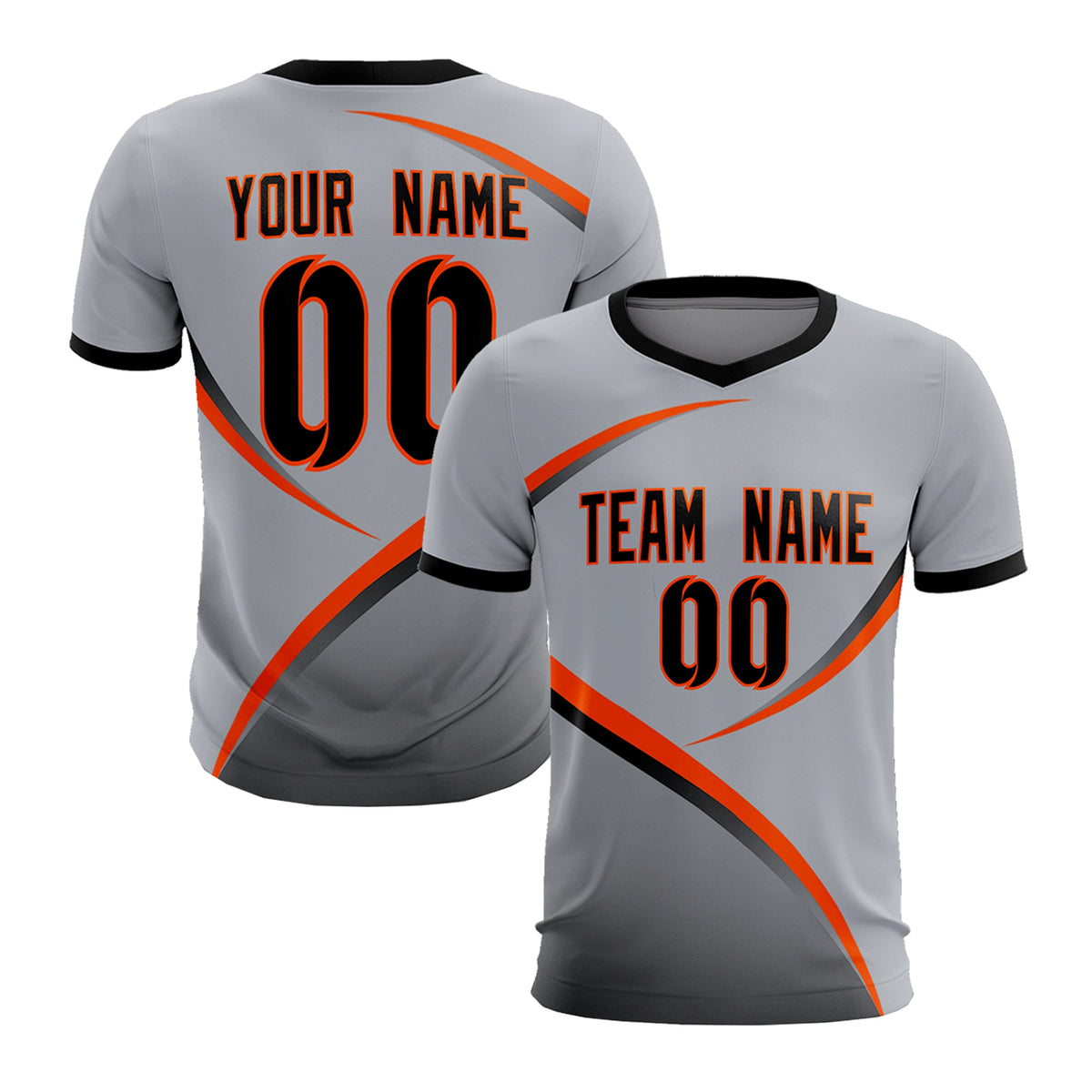 Custom Gray Black Color Block Training Uniform For Men Soccer Sets Jersey