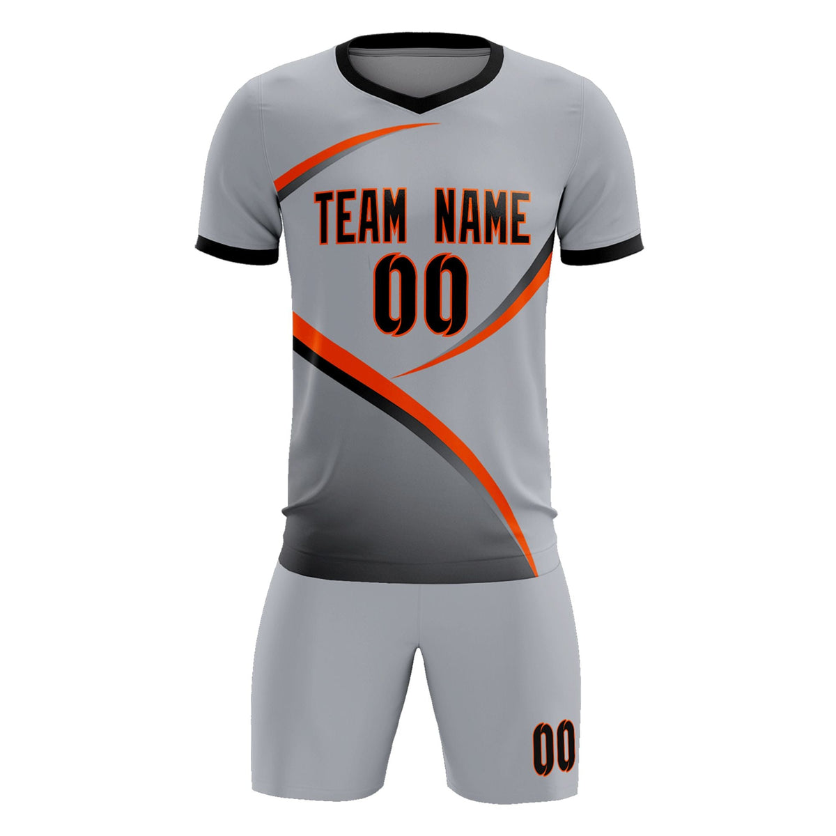 Custom Gray Black Color Block Training Uniform For Men Soccer Sets Jersey