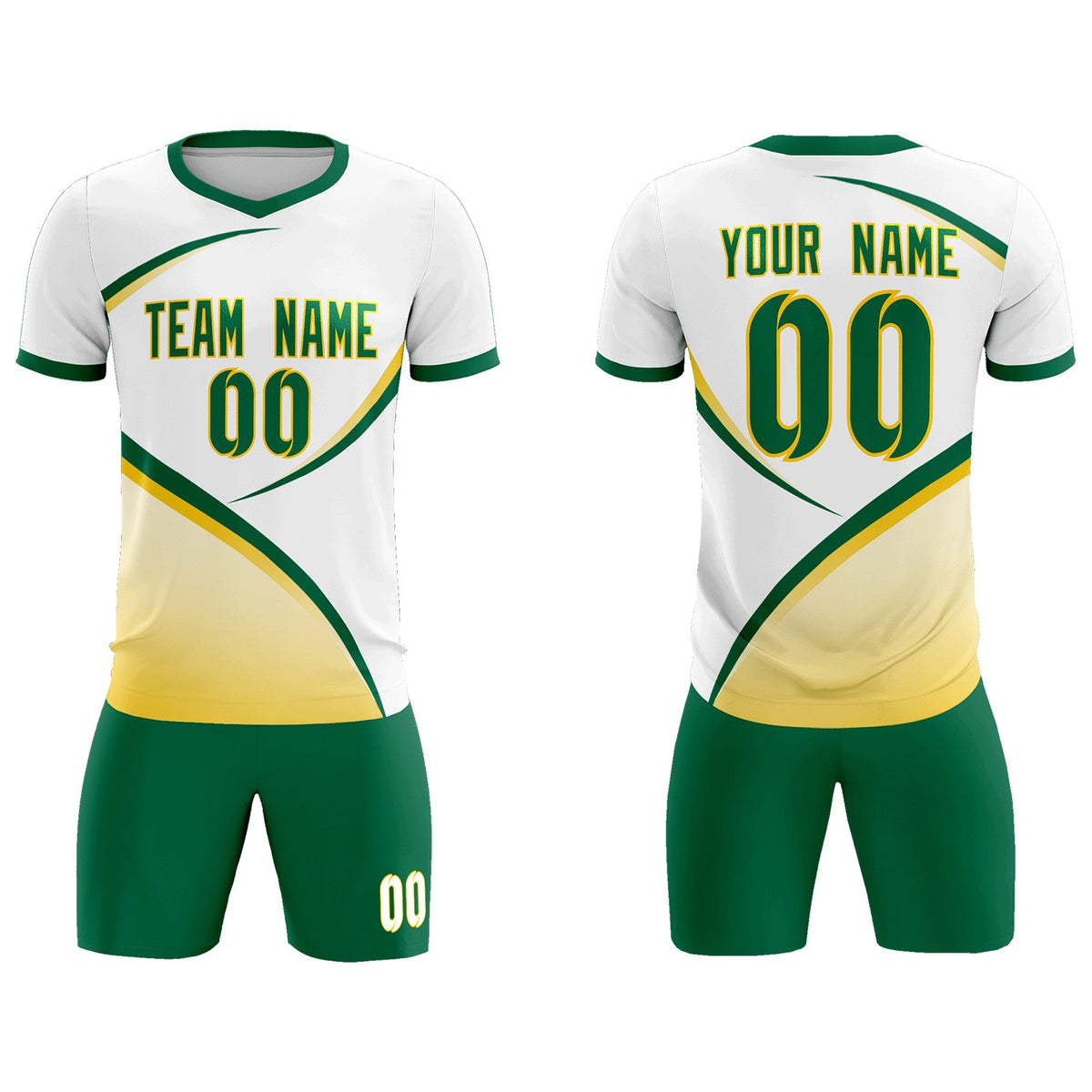 Custom White Kelly Green Color Block Training Uniform For Men Soccer Sets Jersey