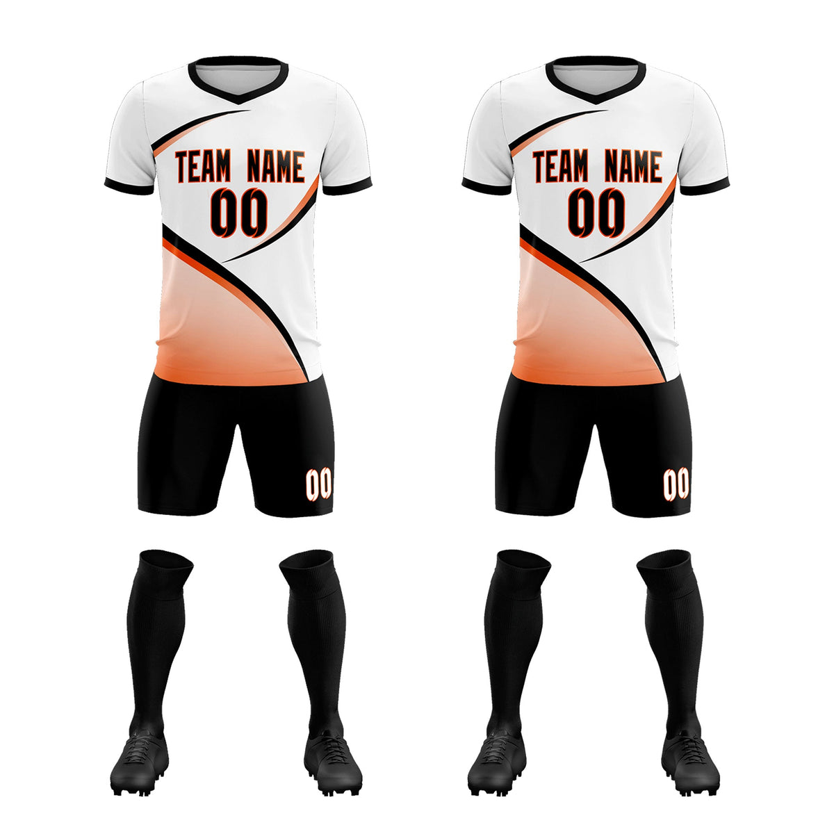 Custom White Black Color Block Training Uniform For Men Soccer Sets Jersey