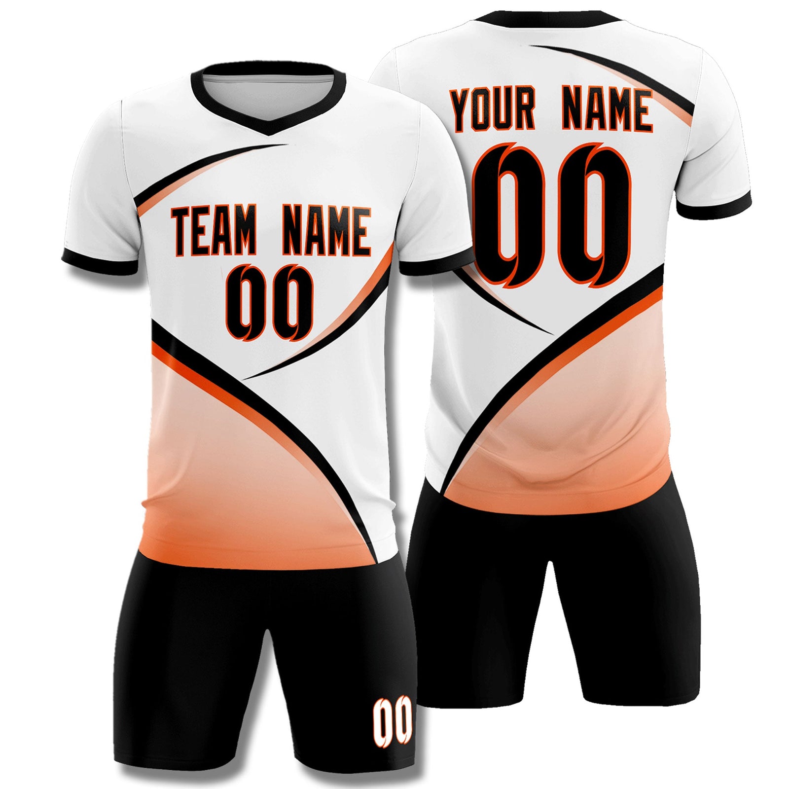 Custom White Black Color Block Training Uniform For Men Soccer Sets Jersey