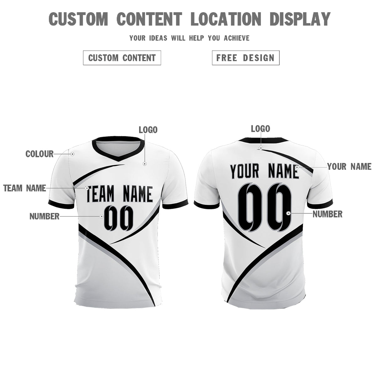 Custom White Black Color Block Training Uniform For Men Soccer Sets Jersey