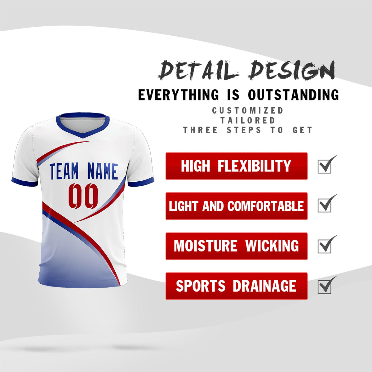 Custom White Royal Color Block Training Uniform For Men Soccer Sets Jersey