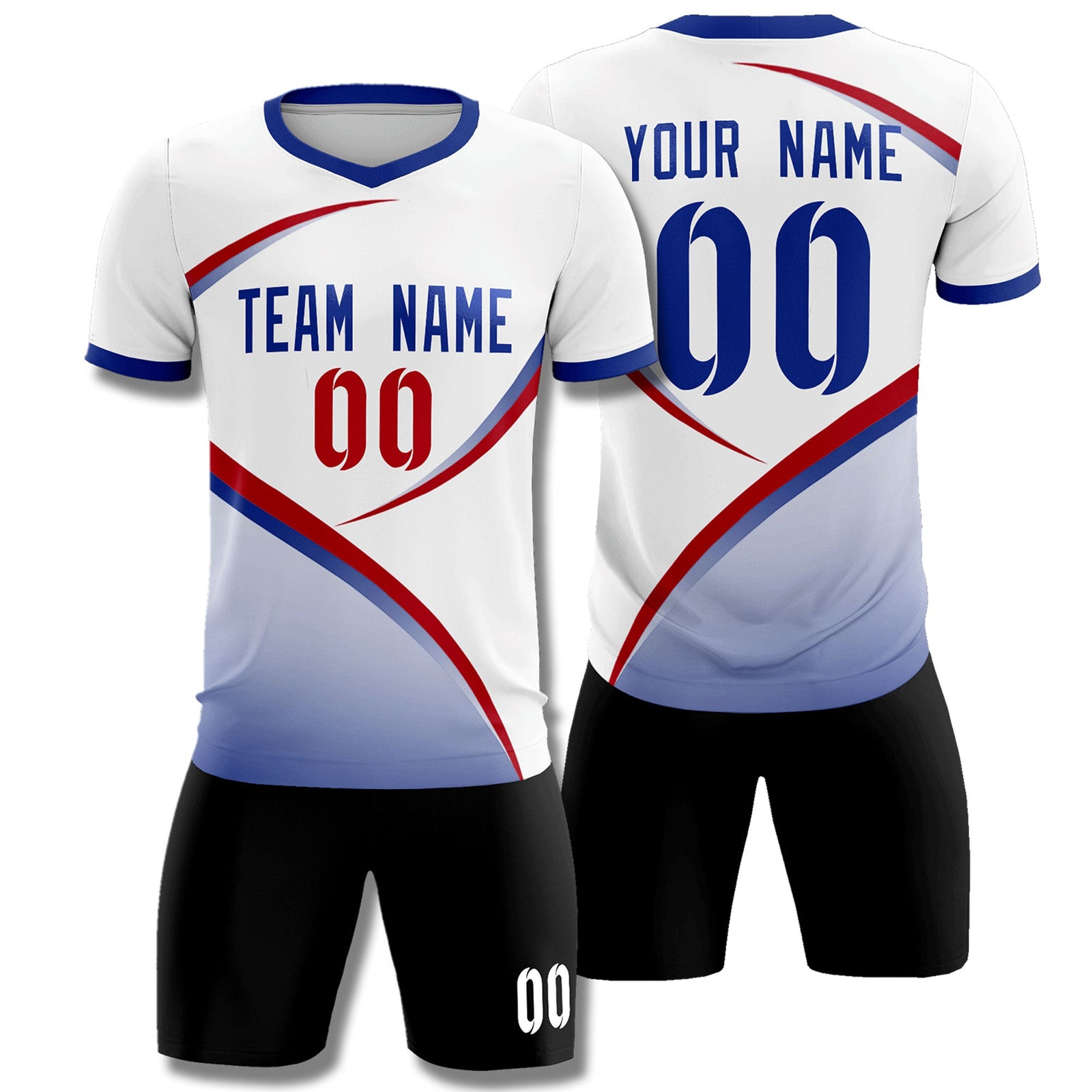 Custom White Royal Color Block Training Uniform For Men Soccer Sets Jersey