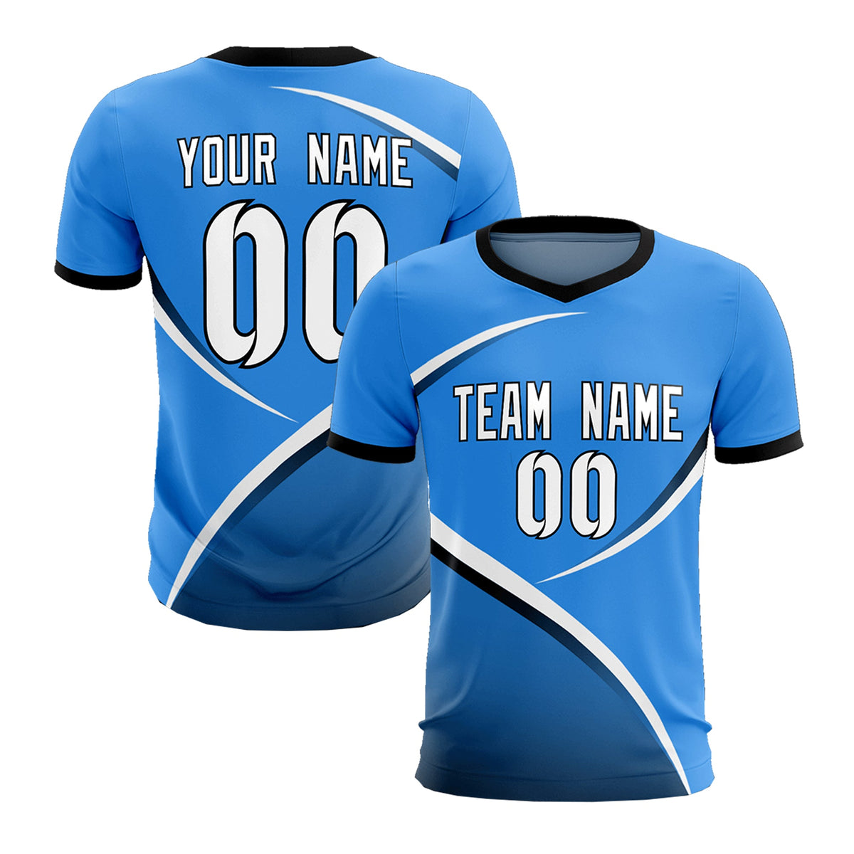 Custom Powder Blue Navy Color Block Training Uniform For Men Soccer Sets Jersey