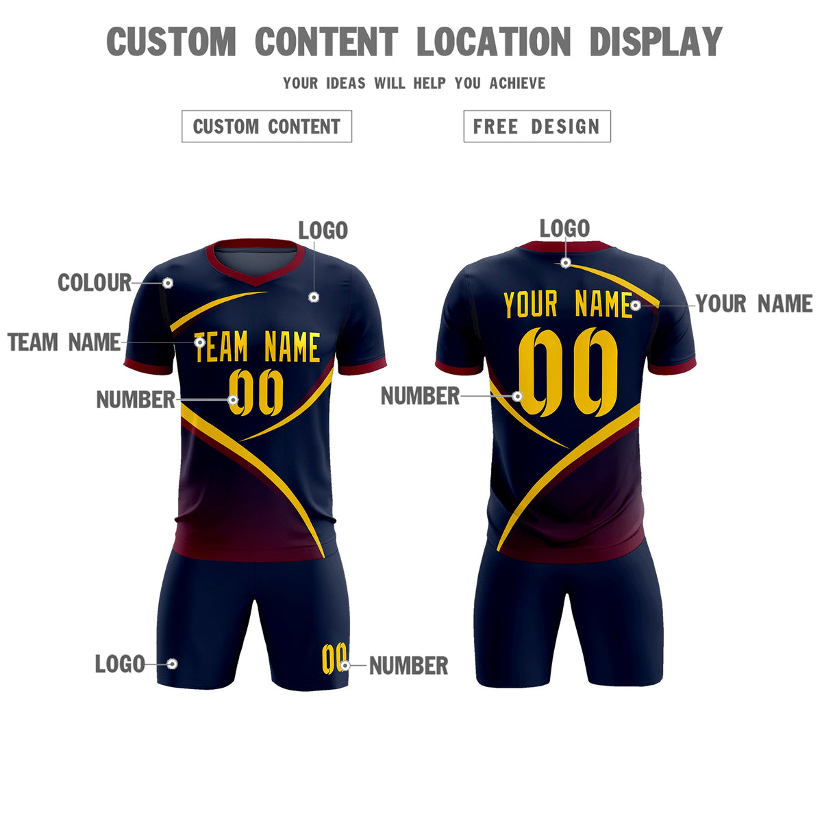 Custom Navy Navy Color Block Training Uniform For Men Soccer Sets Jersey