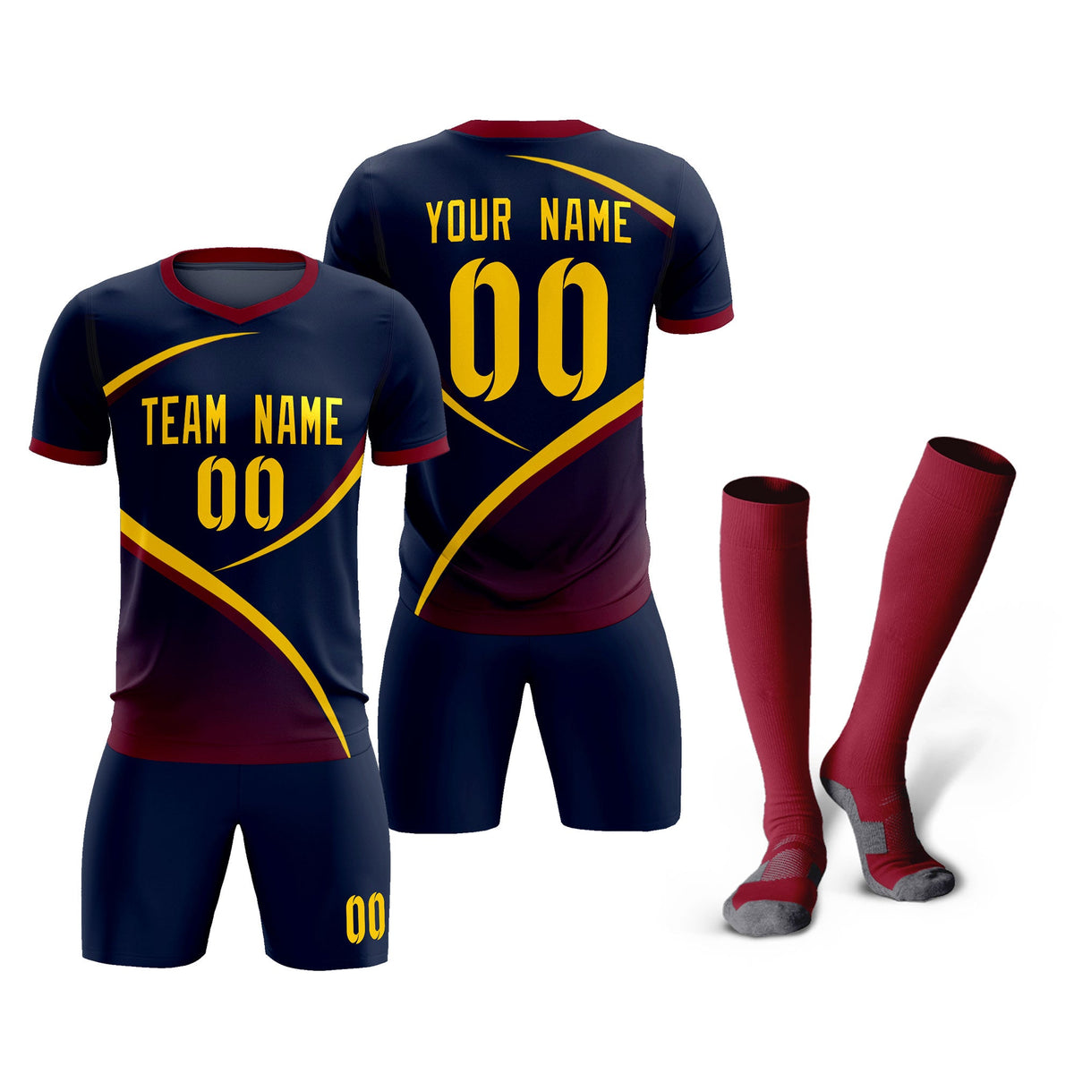 Custom Navy Navy Color Block Training Uniform For Men Soccer Sets Jersey