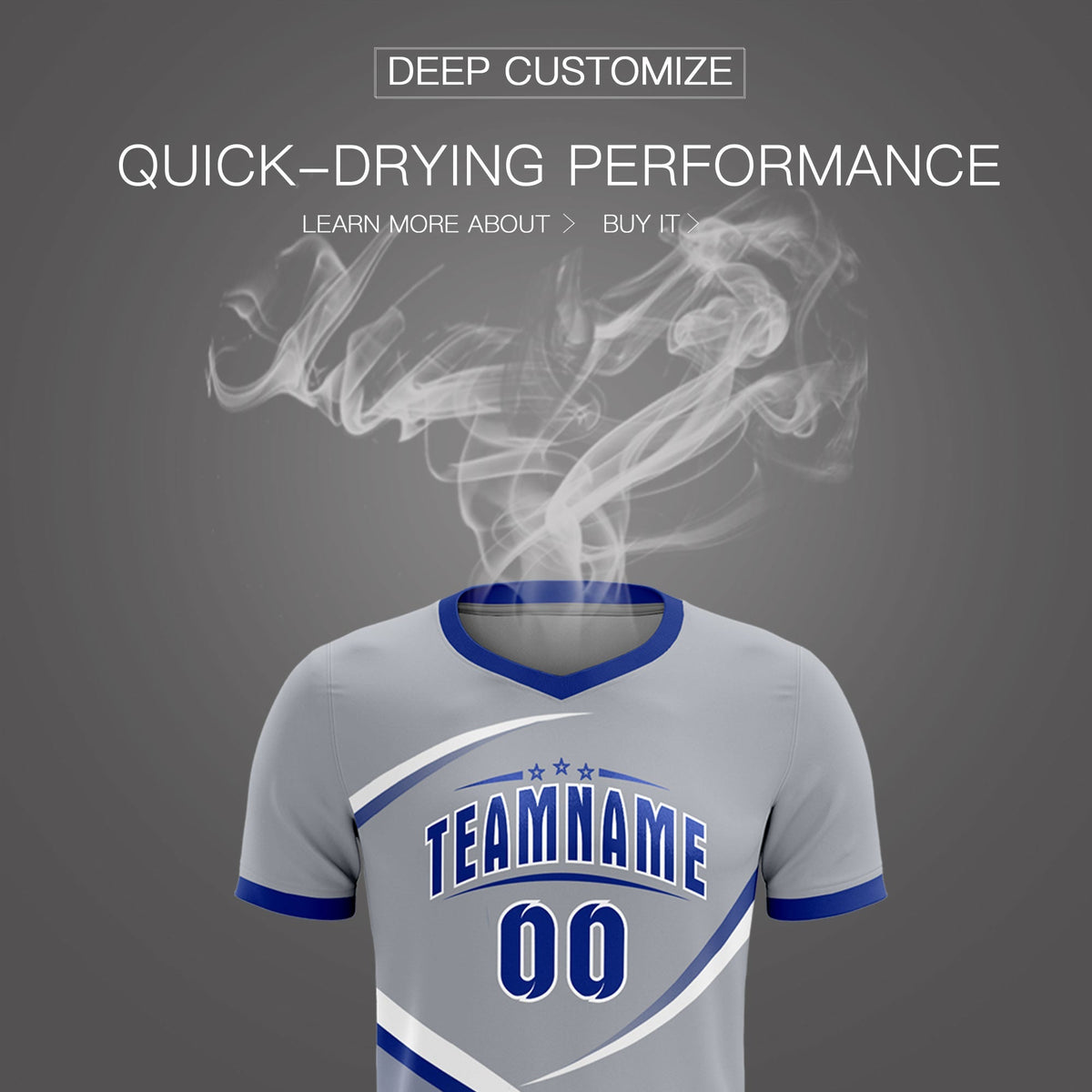 Custom Gray Royal Color Block Training Uniform For Men Soccer Sets Jersey