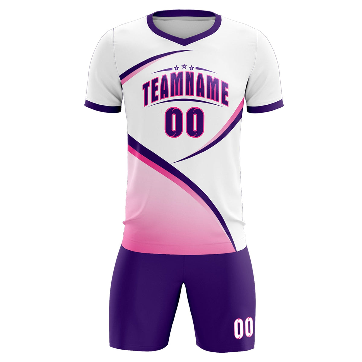 Custom White Purple Color Block Training Uniform For Men Soccer Sets Jersey