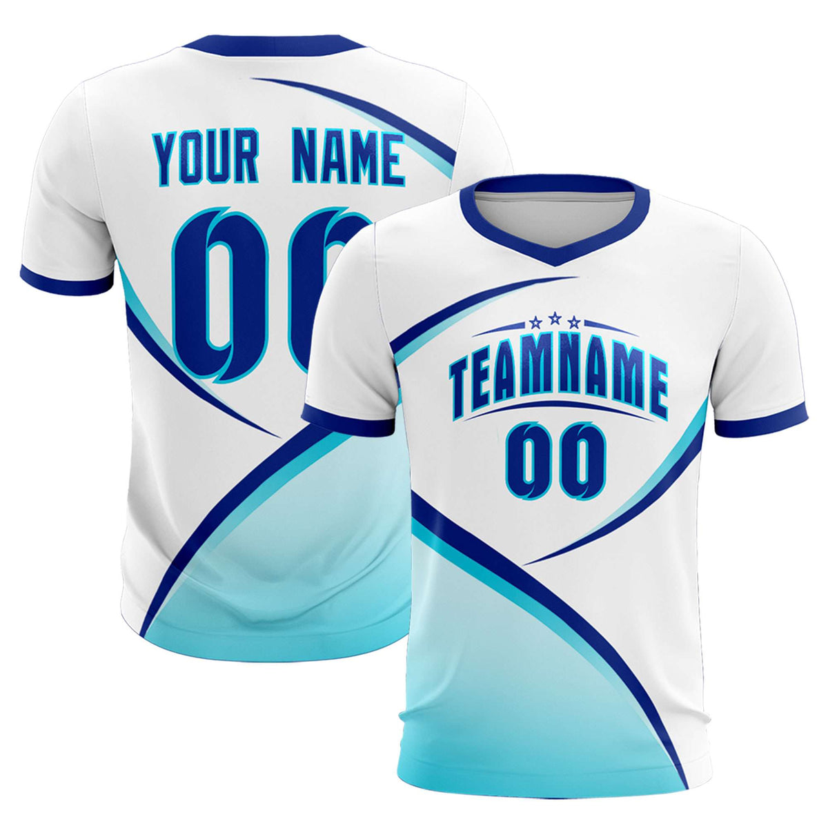 Custom White Sky Blue Color Block Training Uniform For Men Soccer Sets Jersey
