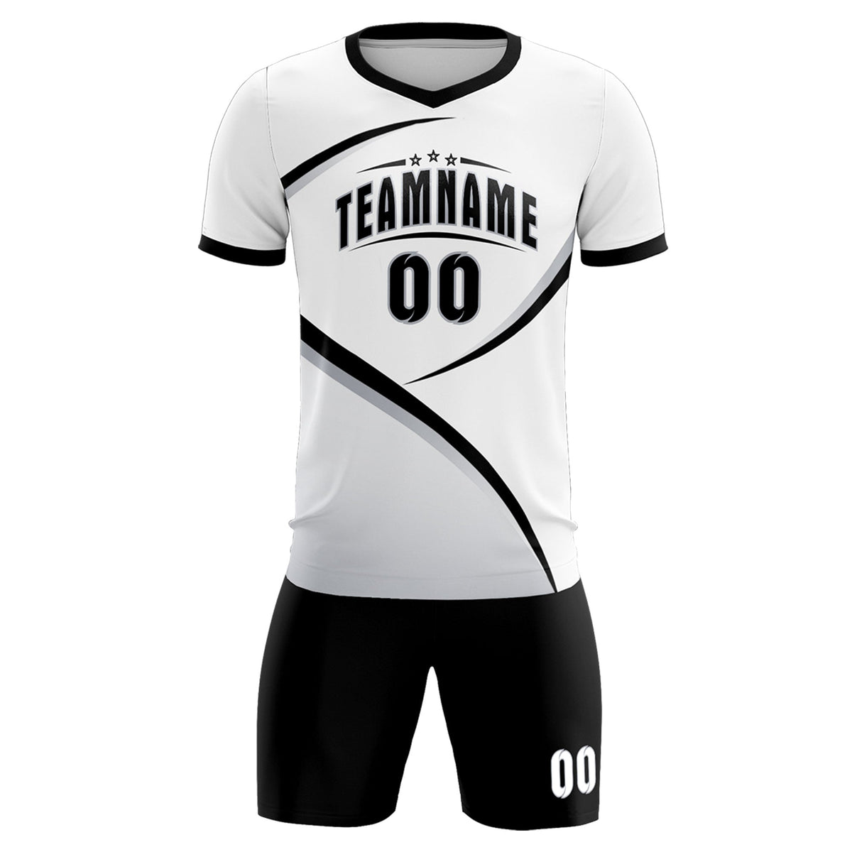 Custom White Black Color Block Training Uniform For Men Soccer Sets Jersey