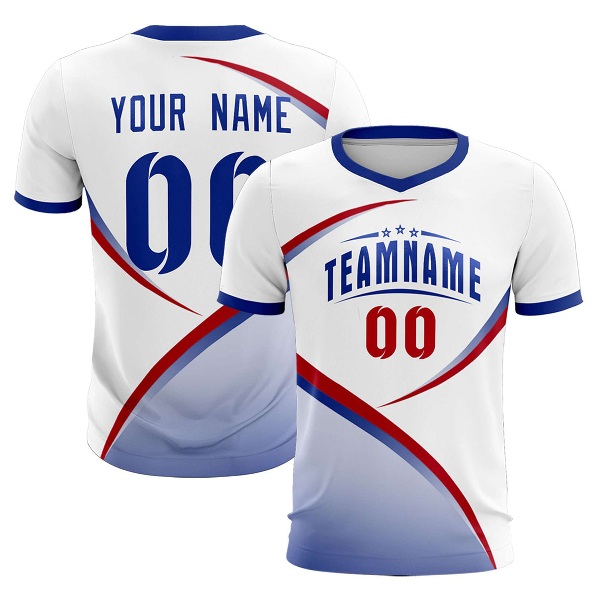 Custom White Royal Color Block Training Uniform For Men Soccer Sets Jersey
