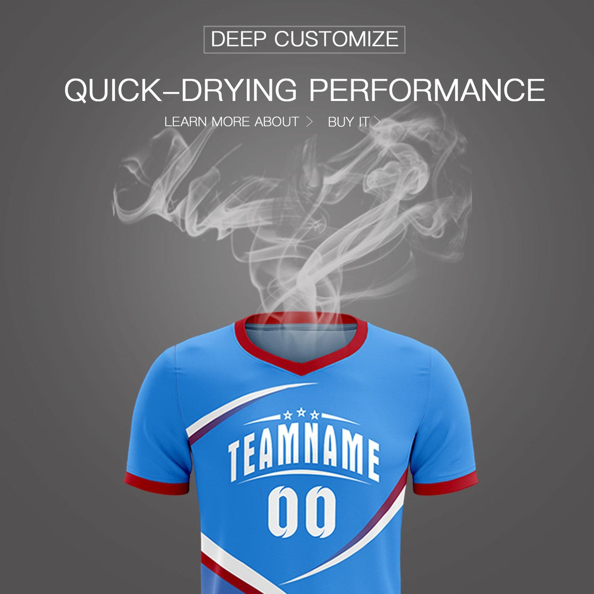 Custom Powder Blue Red Color Block Training Uniform For Men Soccer Sets Jersey