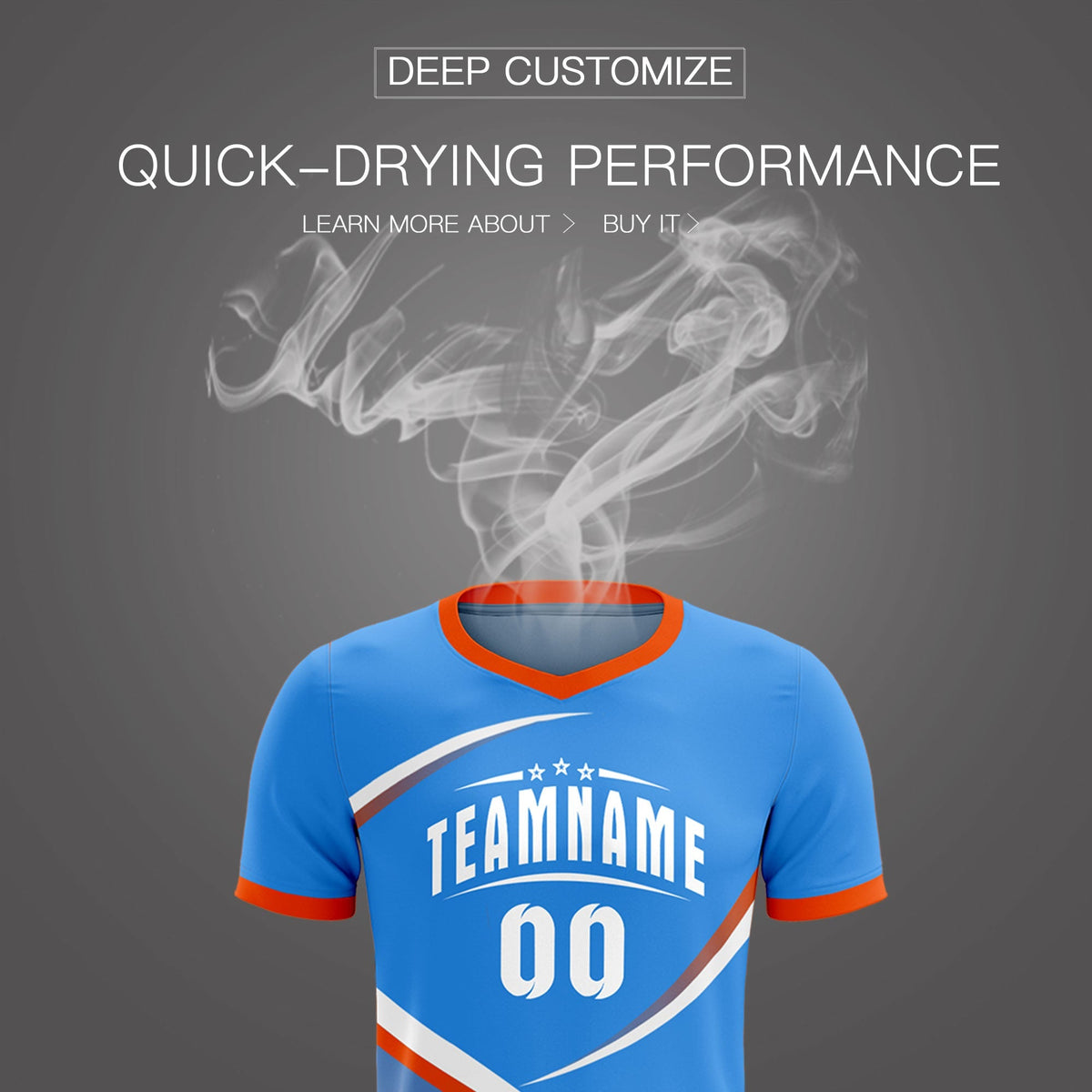 Custom Powder Blue Orange Color Block Training Uniform For Men Soccer Sets Jersey