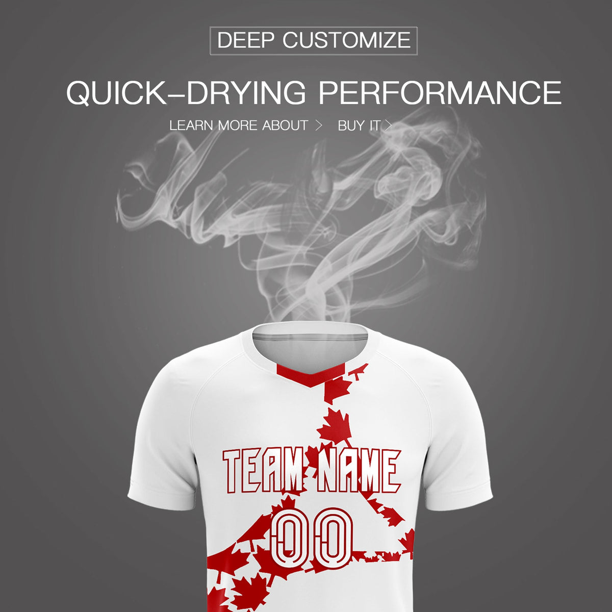 Custom White Red Canada Maple Leaves World Cup Inspired Quick-Drying Graffiti Pattern Soccer Sets Jersey