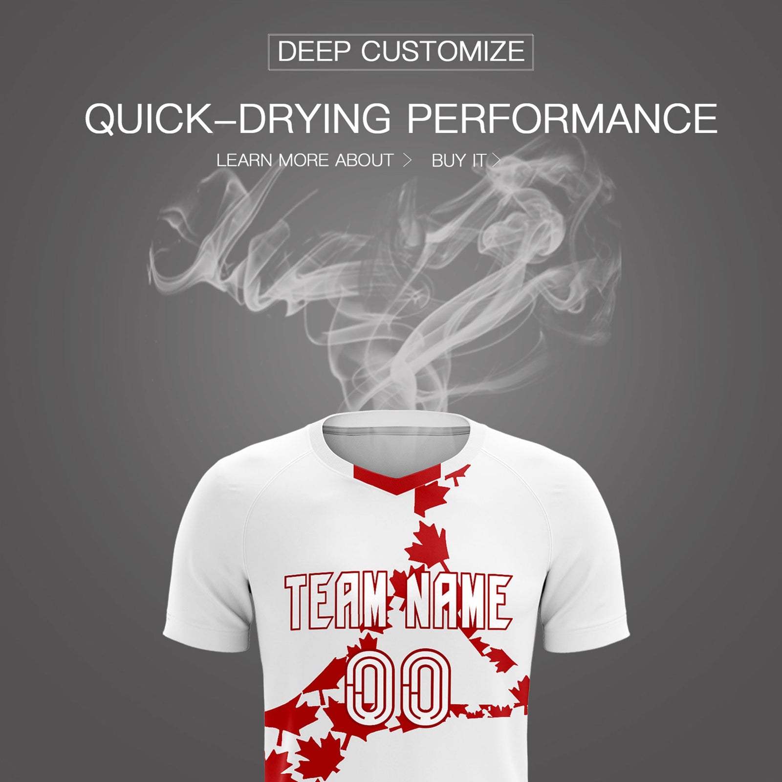 Custom White Red Canada Maple Leaves World Cup Inspired Quick-Drying Graffiti Pattern Soccer Sets Jersey