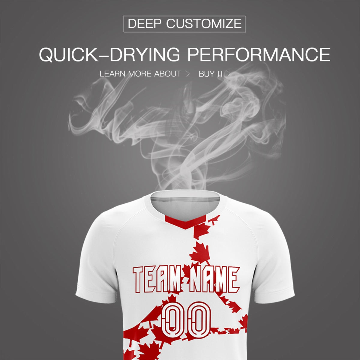 Custom White Red Canada Maple Leaves World Cup Inspired Quick-Drying Graffiti Pattern Soccer Sets Jersey